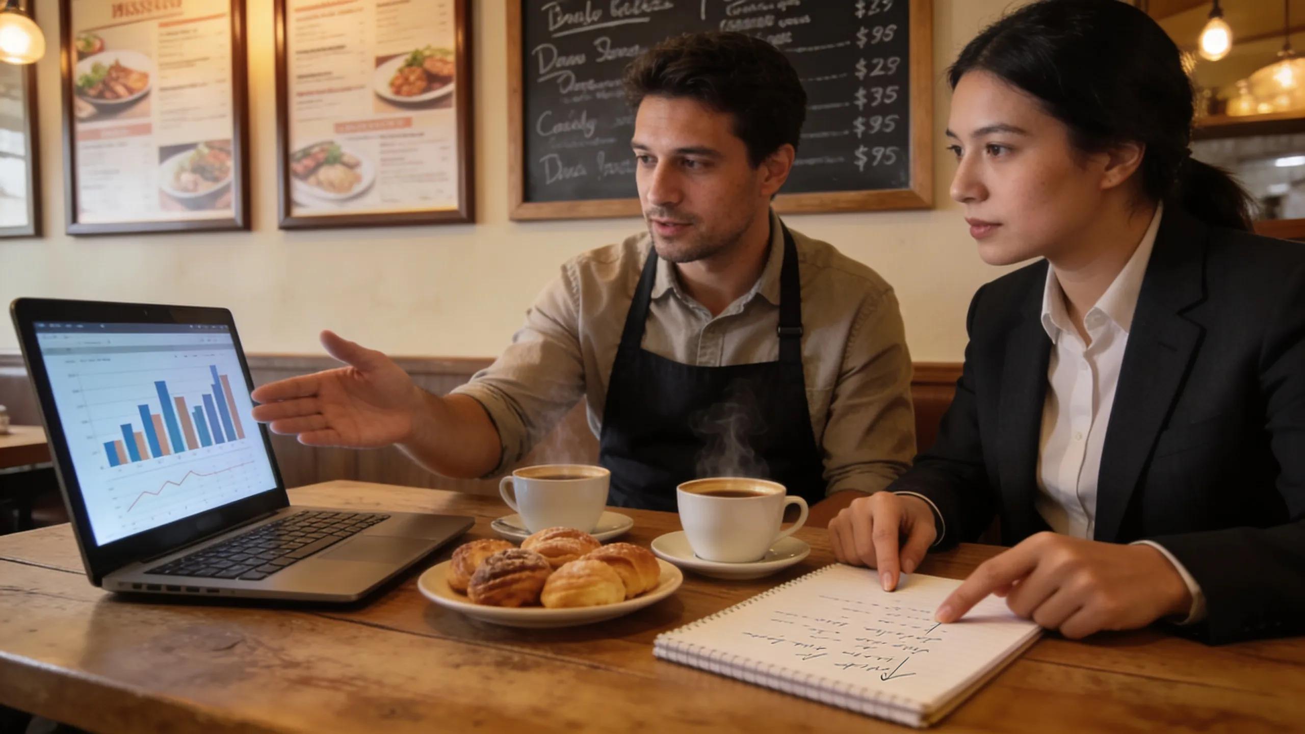 Restaurant owner discussing financing options and loan strategies