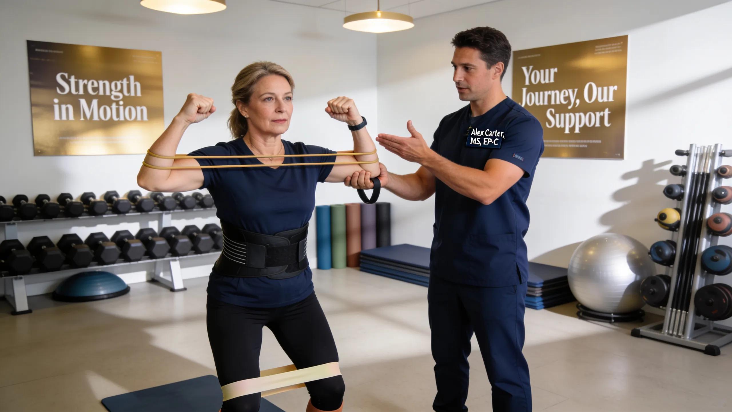 Personalized exercise therapy session focusing on strength and flexibility for neuropathic pain relief