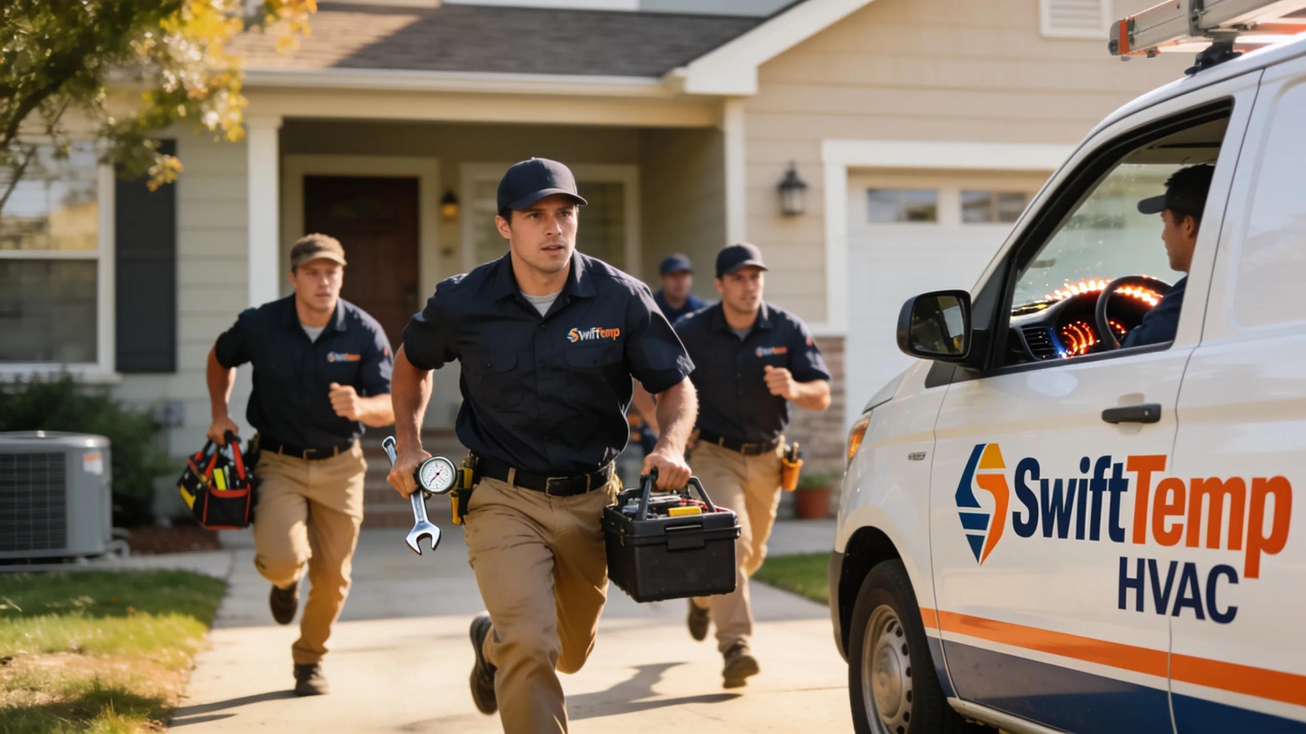 HVAC contractor team responding to emergency service call, representing successful organic growth strategies in Baltimore