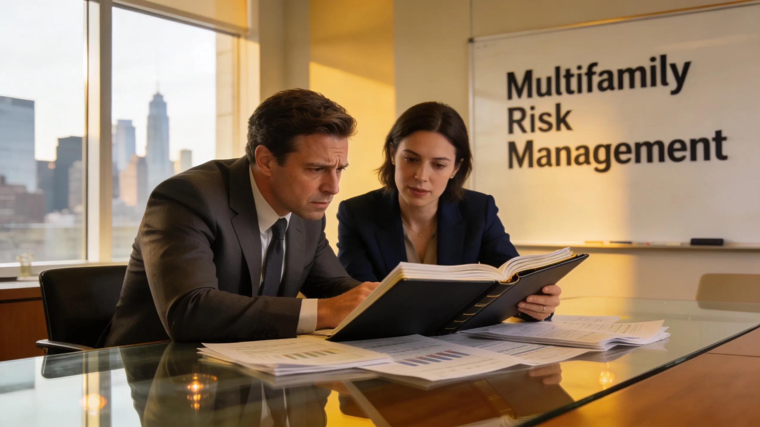 Investor and advisor discussing risk management strategies in multifamily syndications.