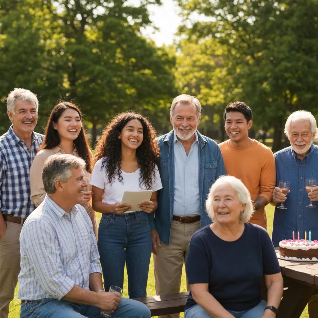 Outdoor family reunion scene — representing the emotional importance of locating relatives