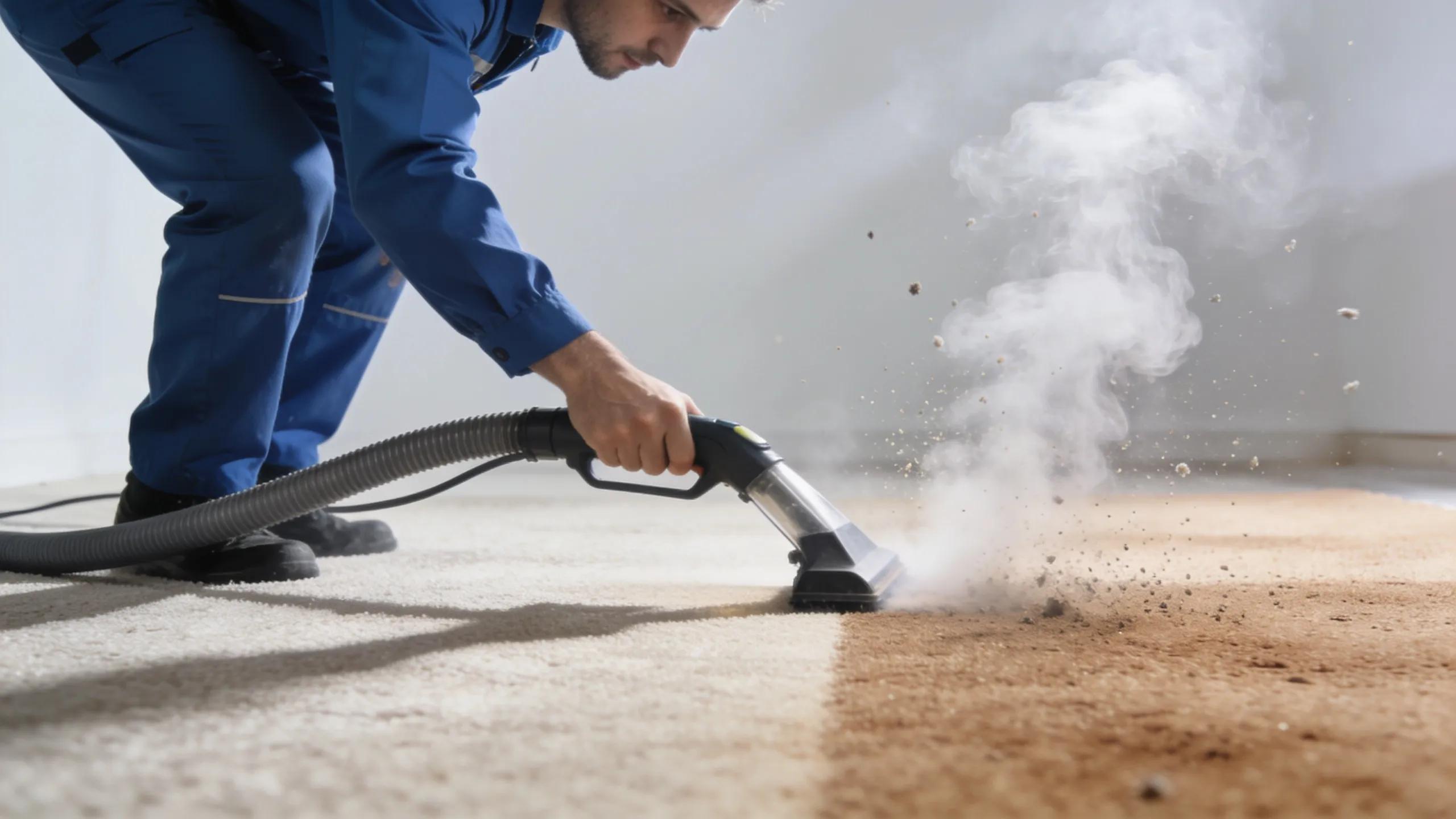 Professional steam cleaner sanitizing carpet without chemicals, illustrating the effectiveness of eco-friendly cleaning