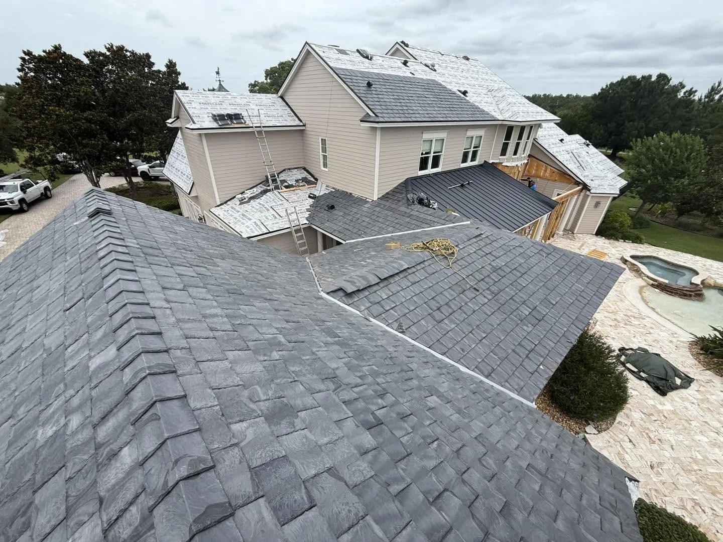 Completed shingle roof installation on residential home