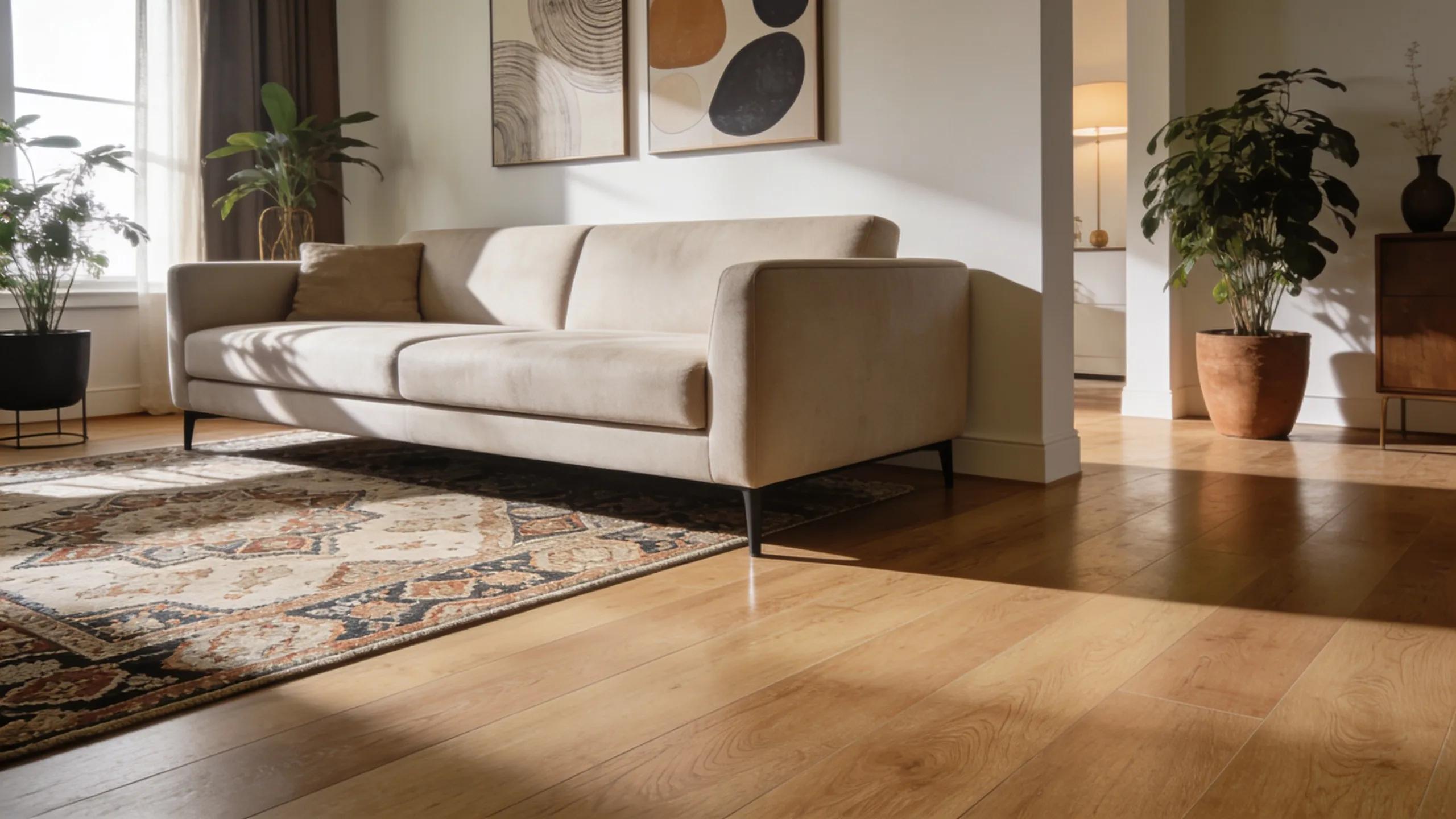 Living room with luxury vinyl plank flooring and modern decor