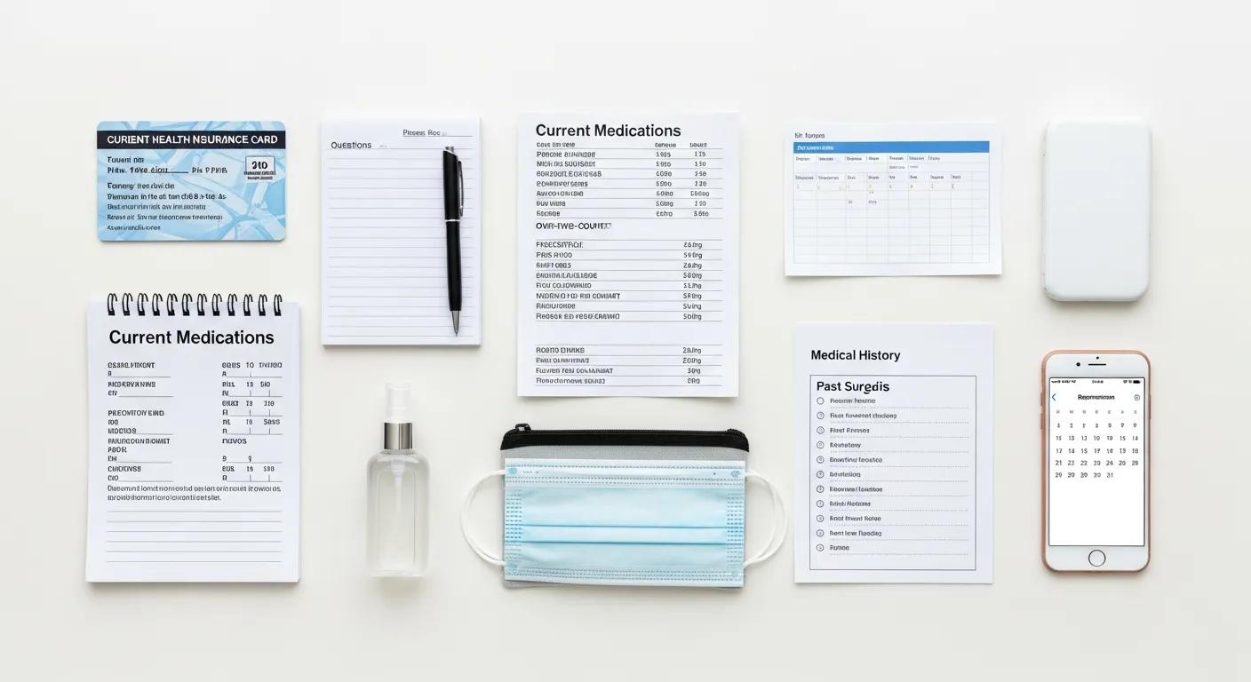 Essential items to bring for a physical exam appointment