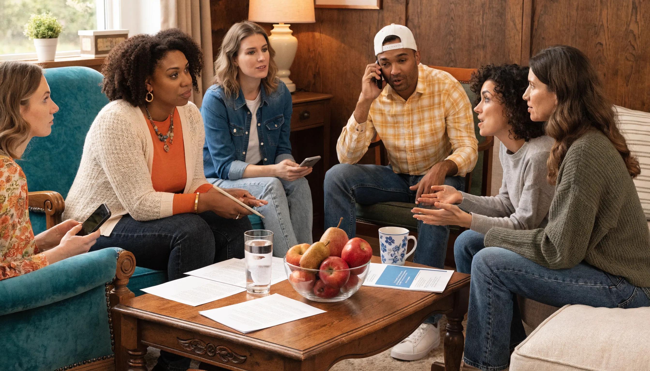 Parents discussing Atlanta school lice policies in a cozy setting