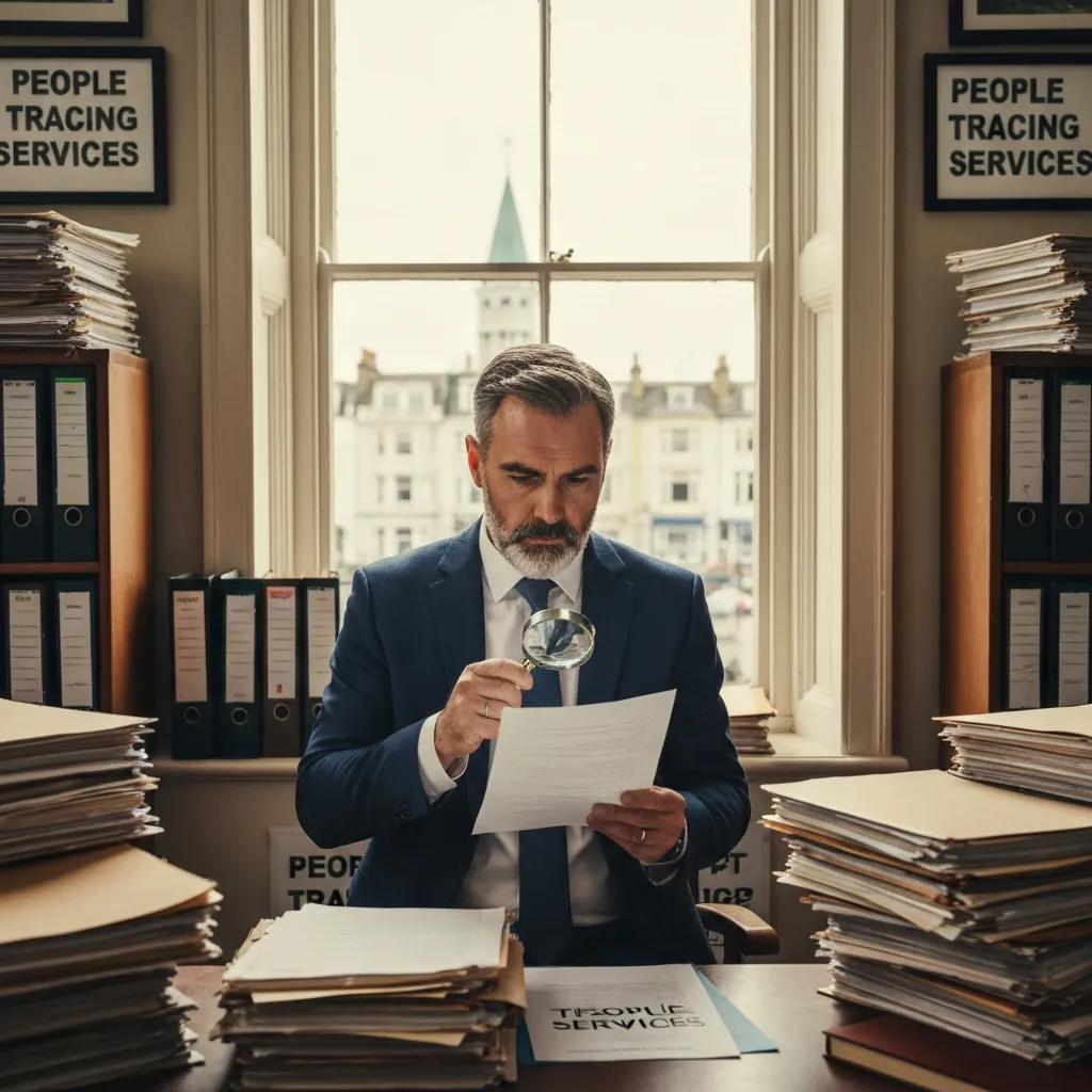 Private investigator in Brighton with a magnifying glass &mdash; people tracing services