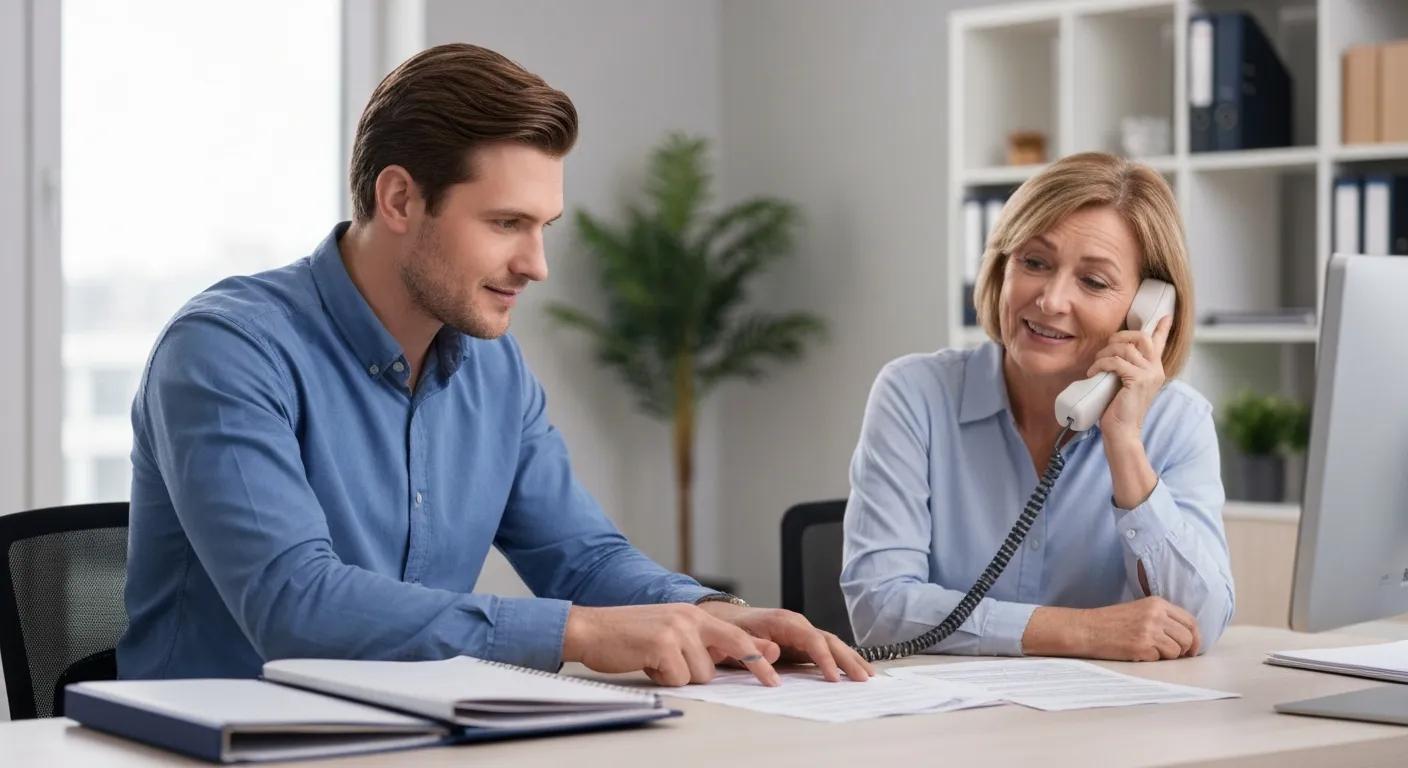 Agent helping a client handle a car insurance claim over the phone