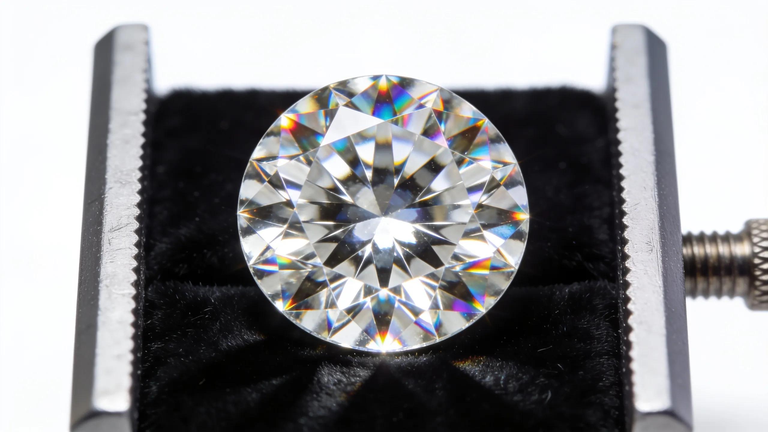 Close-up view of a beautifully cut diamond emphasizing fire and brilliance Close-up view of a beautifully cut diamond emphasizing fire and brilliance