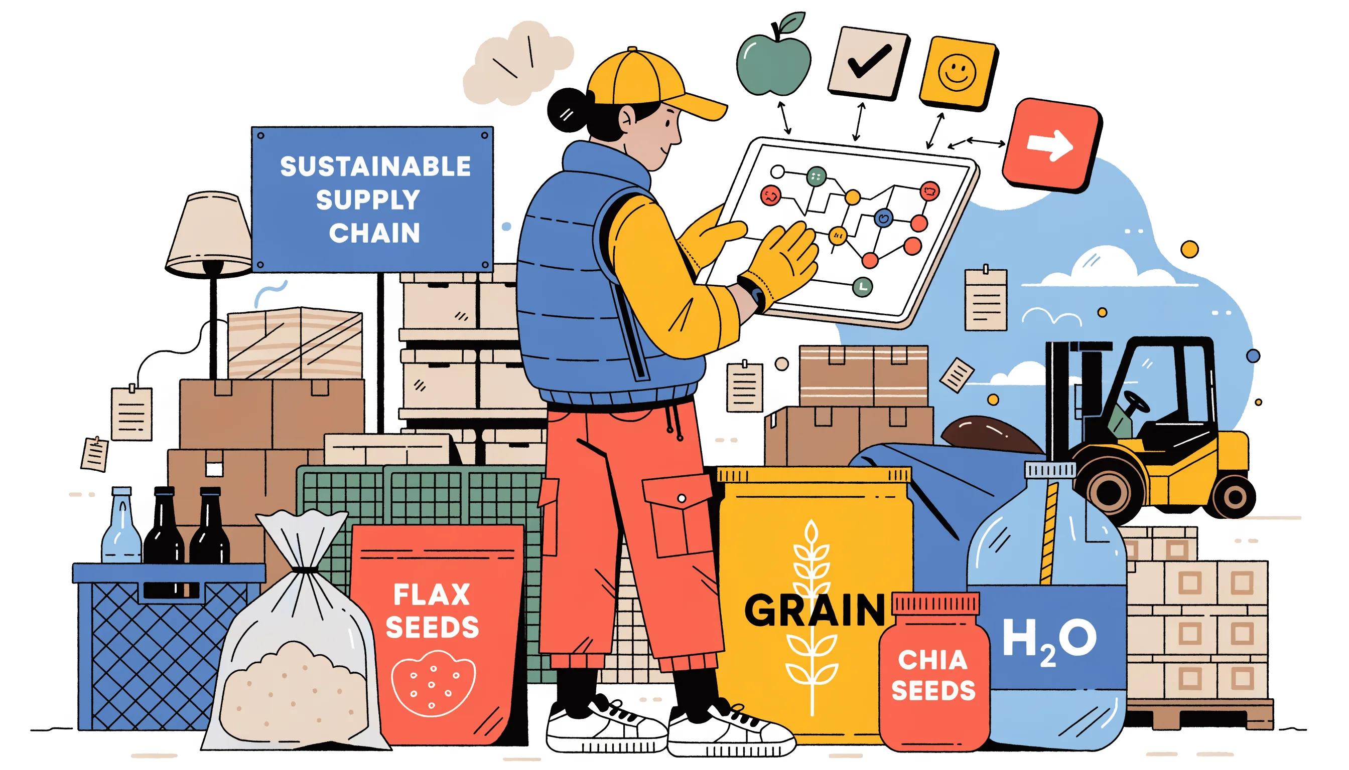 Logistics manager analyzing supply chain complexity for sustainability