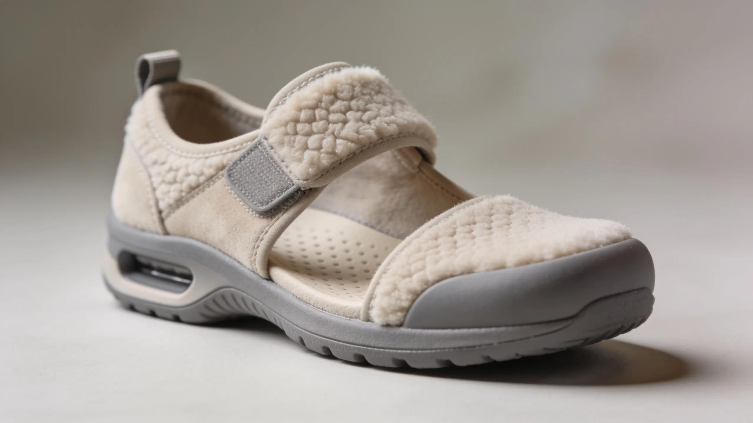 Close-up of diabetic shoes showing soft cushioning materials and wide toe box for arthritis comfort