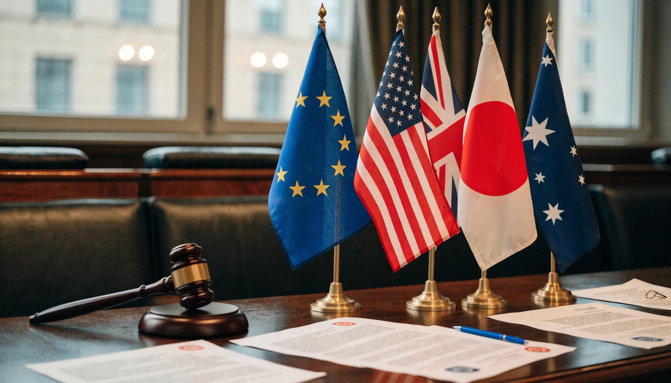 Conference room setup illustrating the collaboration of international regulatory authorities