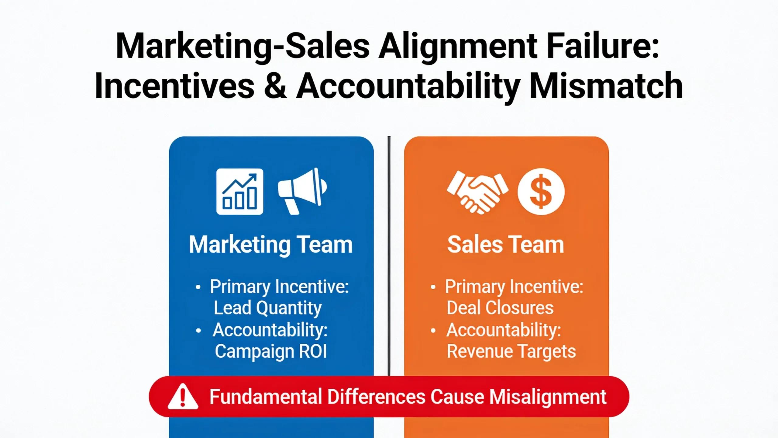 Marketing sales alignment fails because the two teams operate under fundamentally different incentives and accountability