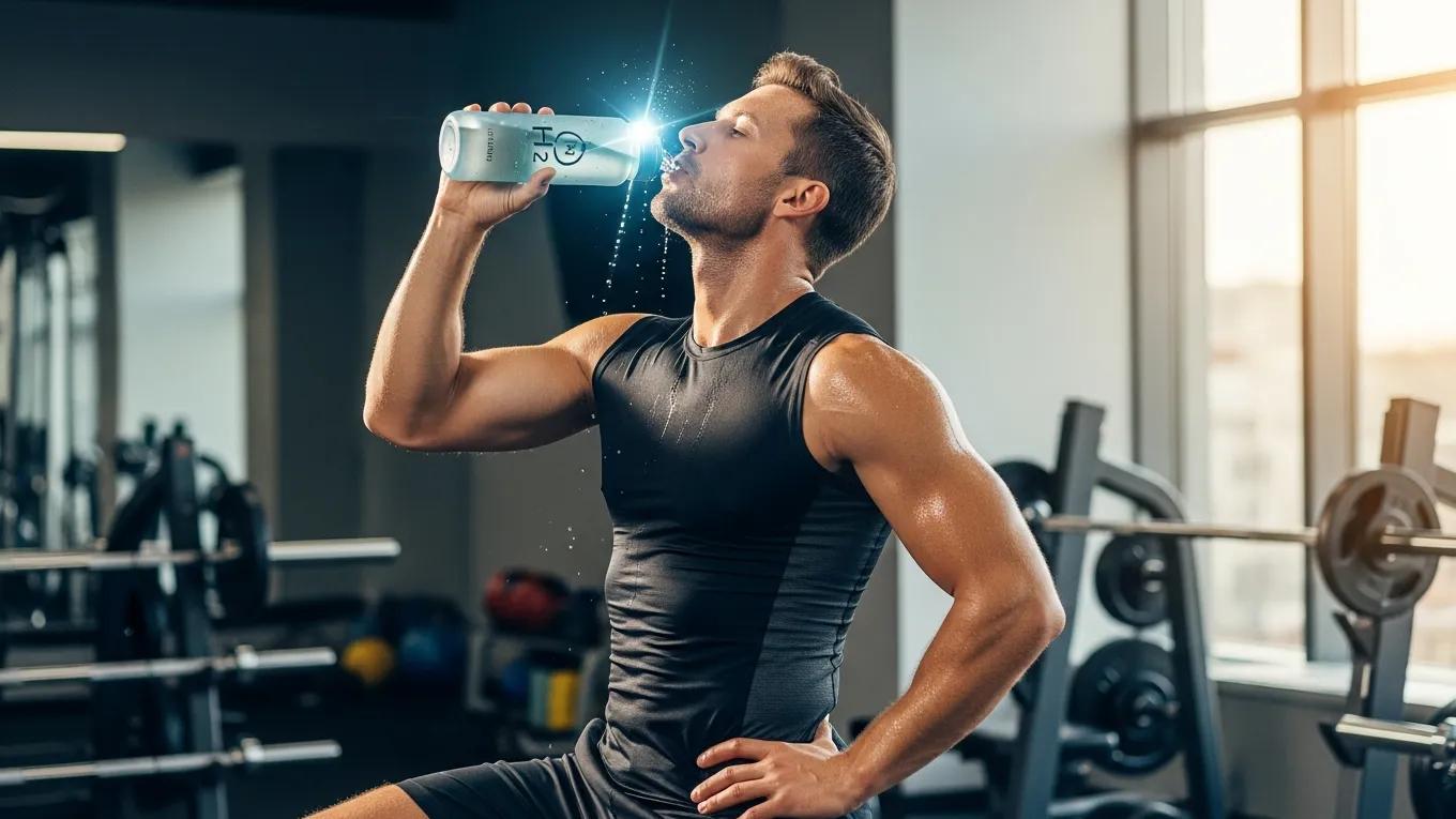 Athlete drinking hydrogen water post-workout highlighting hydration and energy recovery benefits