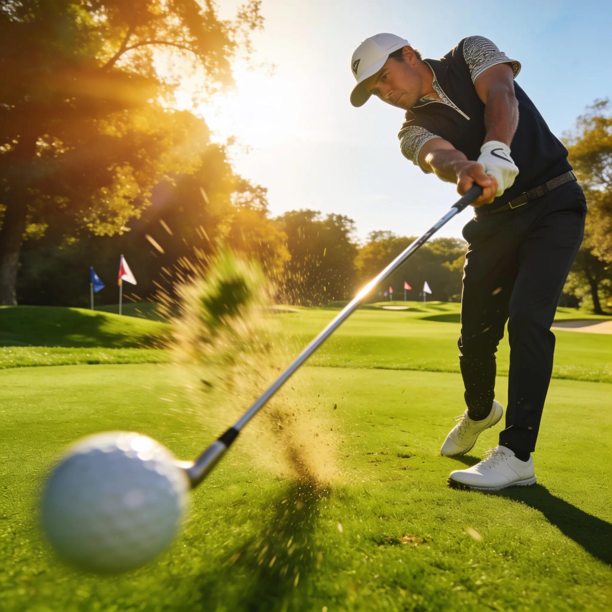 Golfer in action demonstrating precision swing techniques on a green course