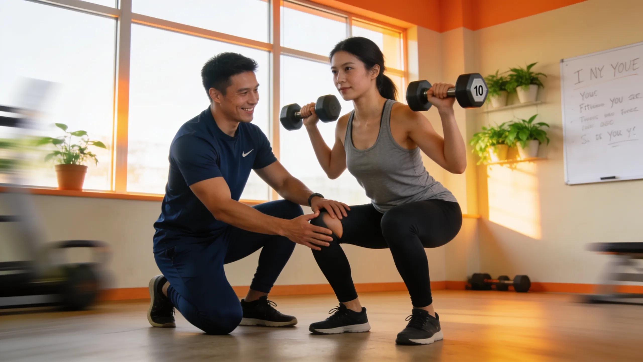 Trainer offering personalized coaching and real-time feedback to enhance injury prevention