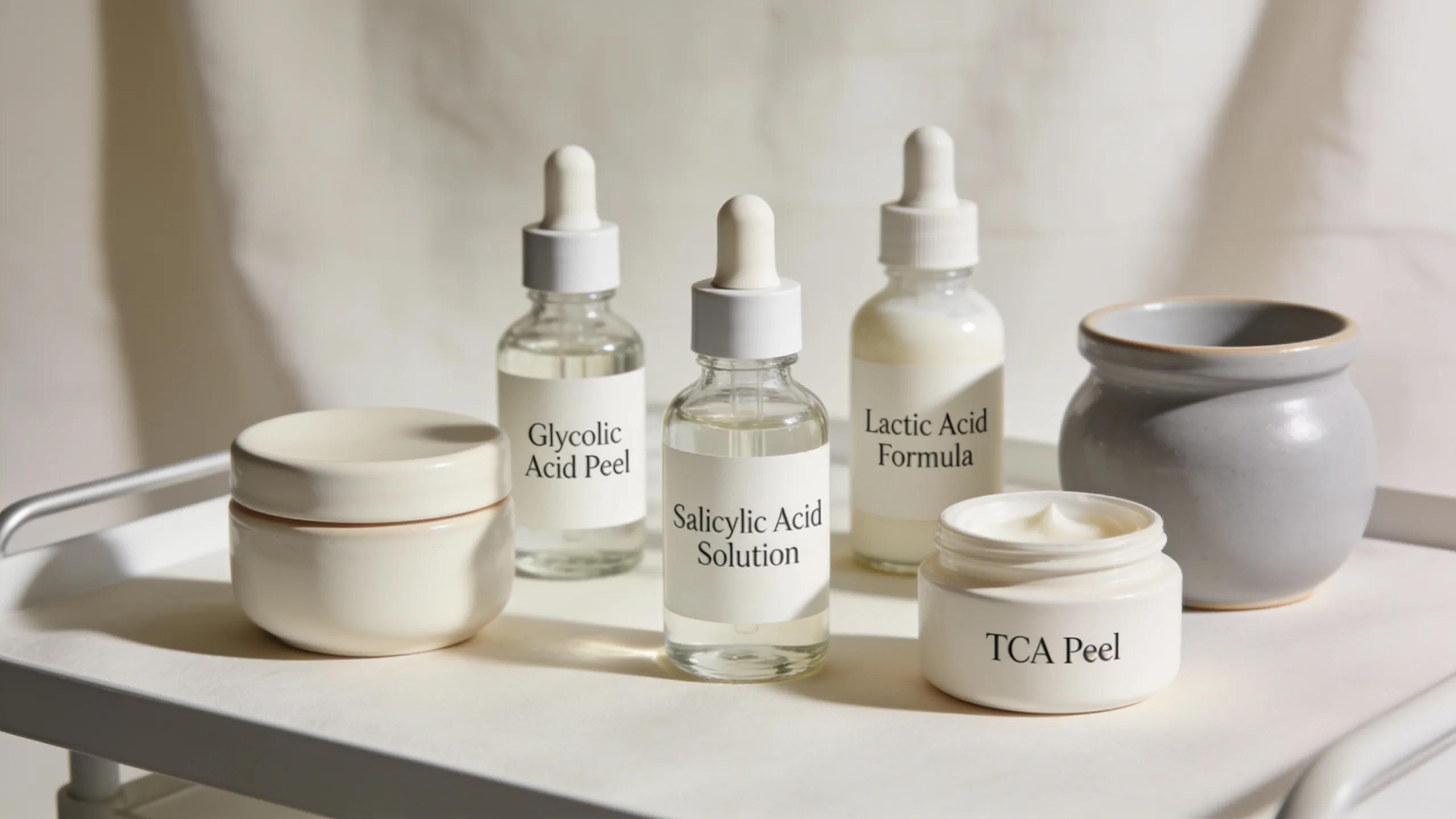 Selection of chemical peel products for acne scar reduction in a skincare clinic