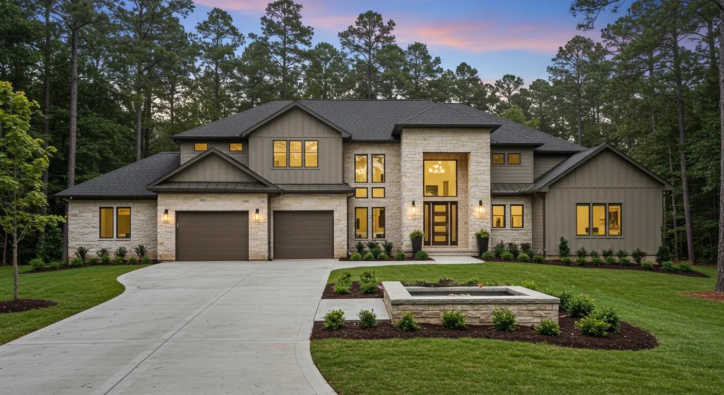 Modern home for sale in Acworth, GA with attractive landscaping