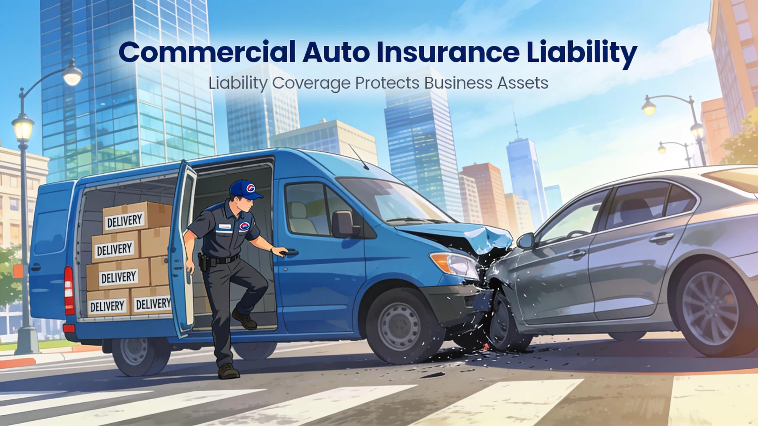 Scene of a commercial vehicle involved in a minor accident, demonstrating the necessity of liability coverage in business insurance