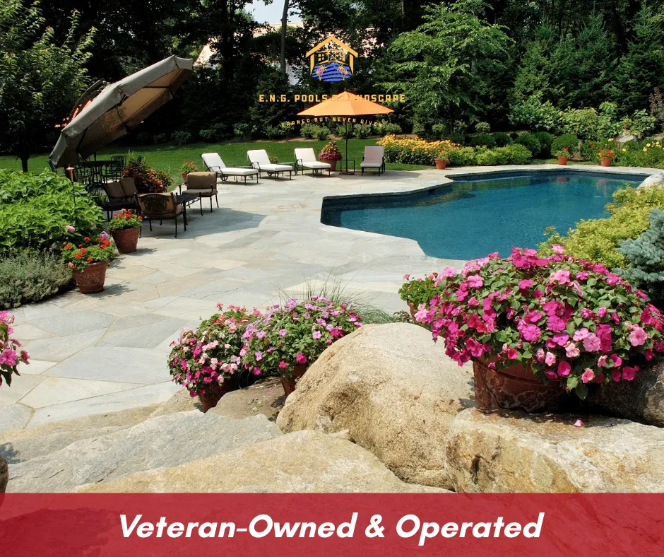 Outdoor living space with pool, kitchen, and fire pit enhancing home resale value Outdoor living space with pool, kitchen, and fire pit enhancing home resale value