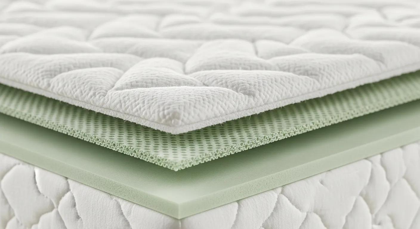 Close-up of an Adore Earth bamboo mattress protector showing breathable, waterproof layers
