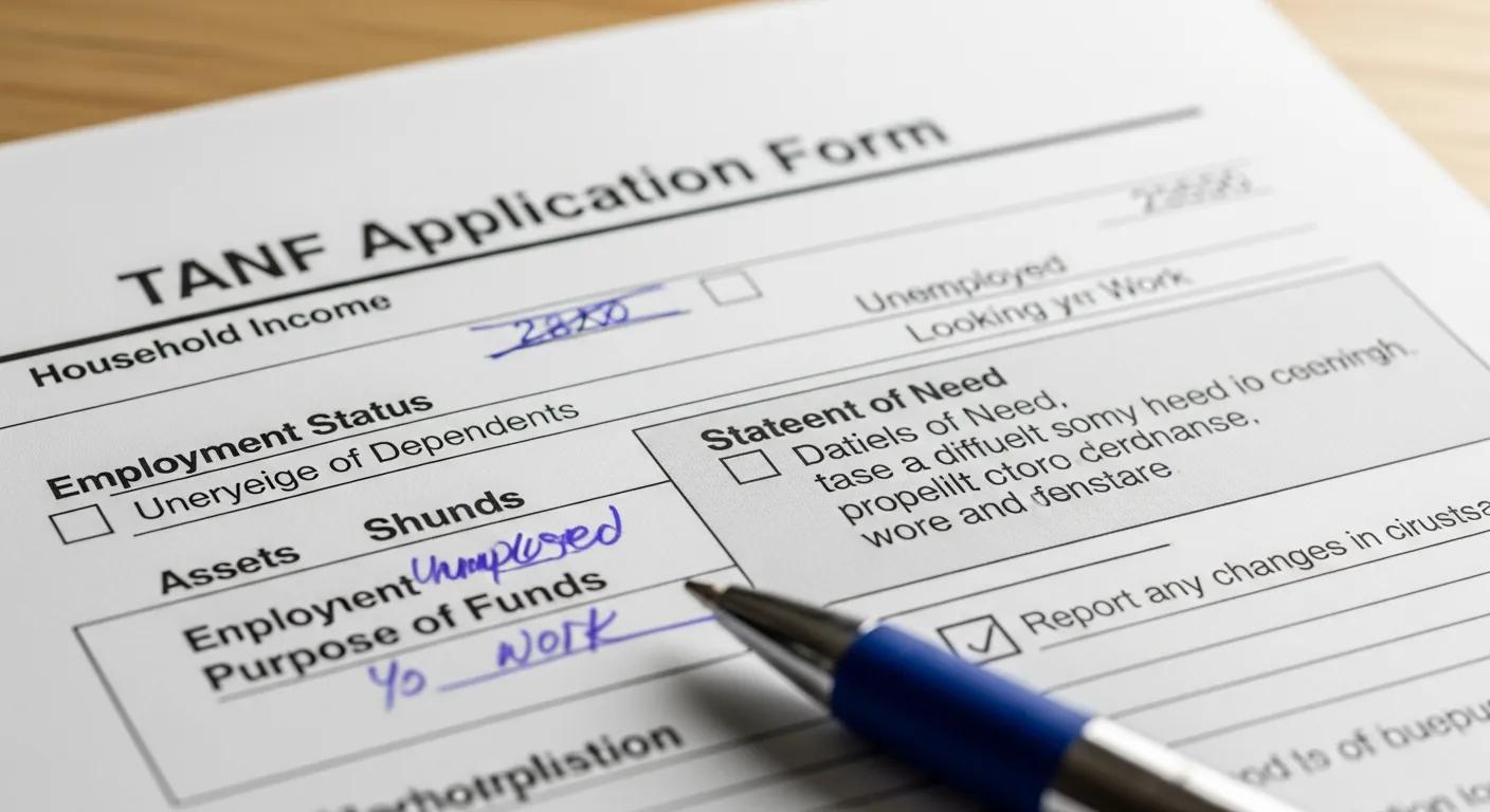 TANF application close-up, representing questions around eligibility and misuse