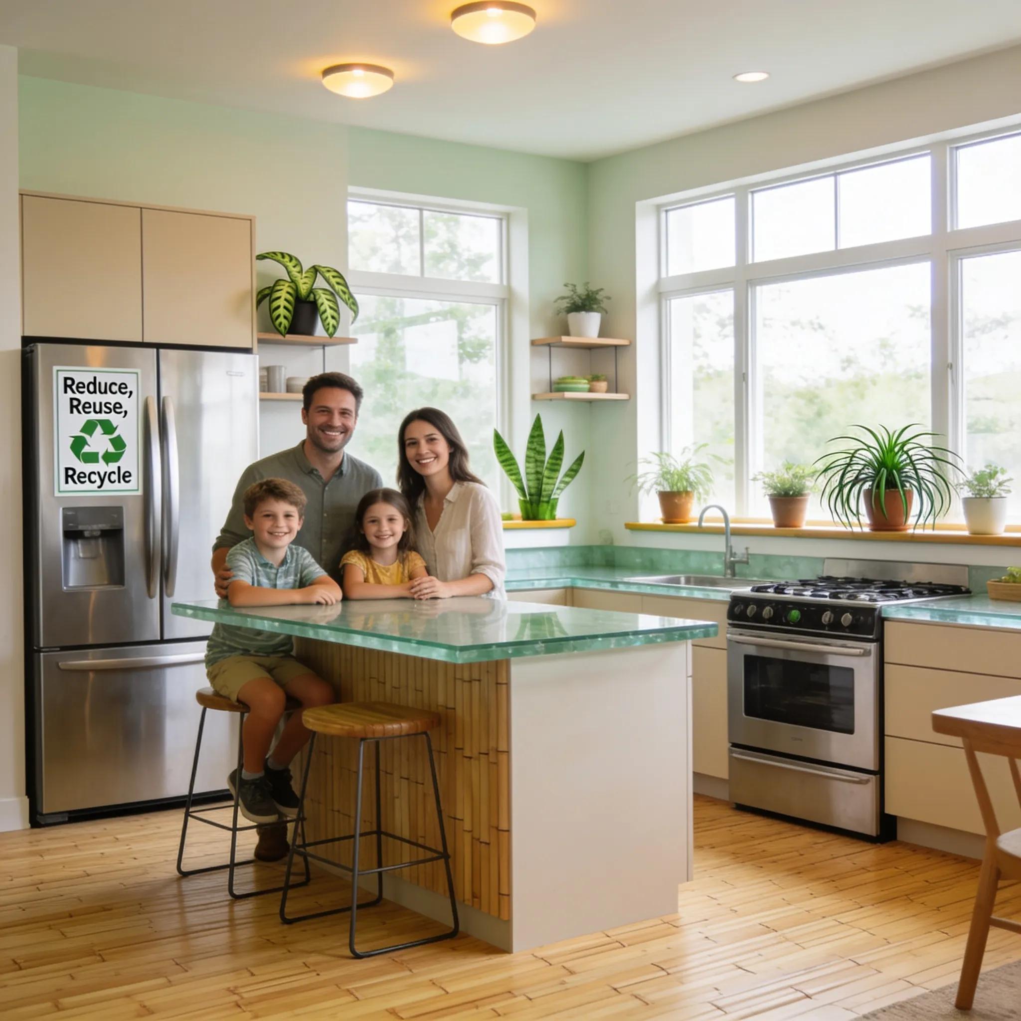 Eco-friendly kitchen showcasing energy-efficient appliances and windows
