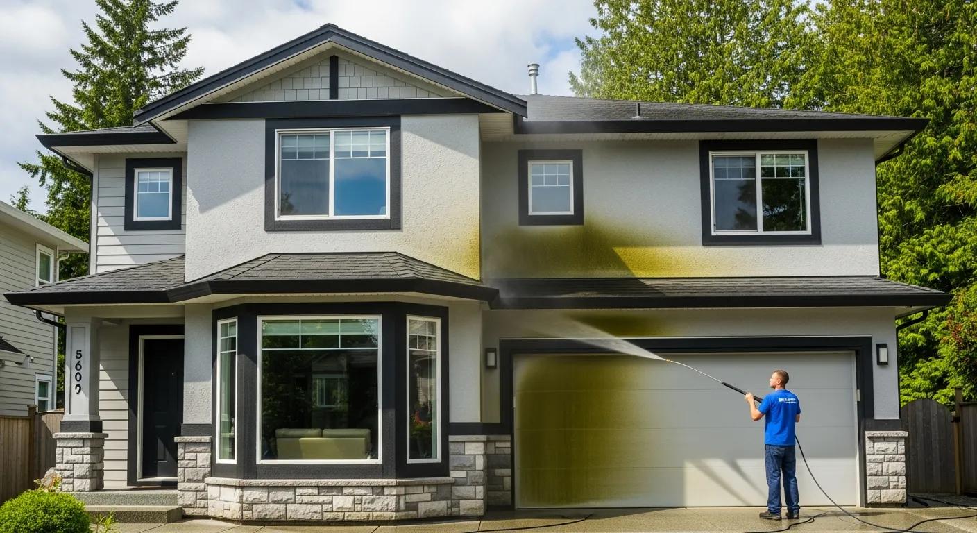 Professional house washing service enhancing the exterior of a home in Langley