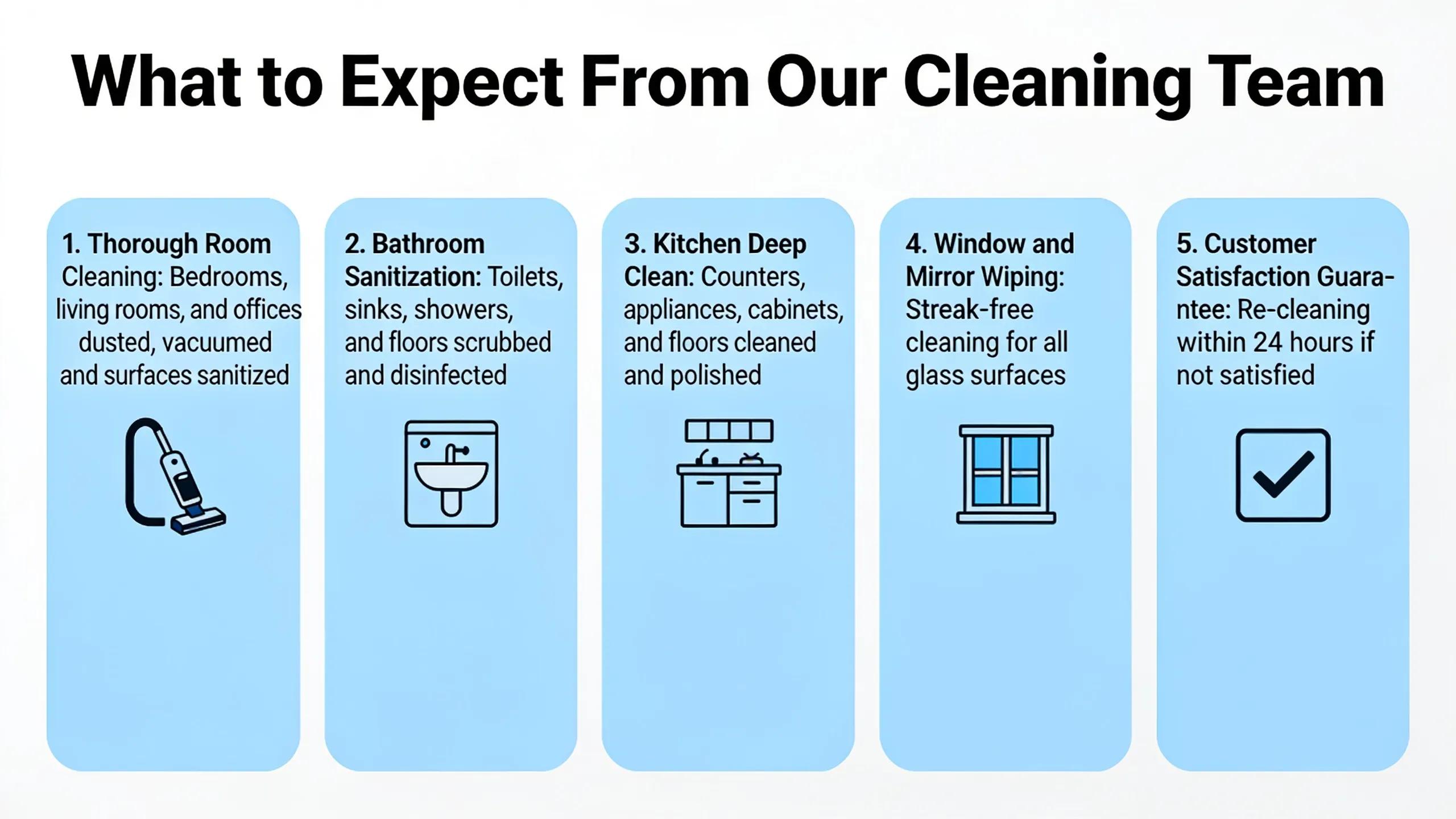 Cleaning team performing a final quality walkthrough in a living room