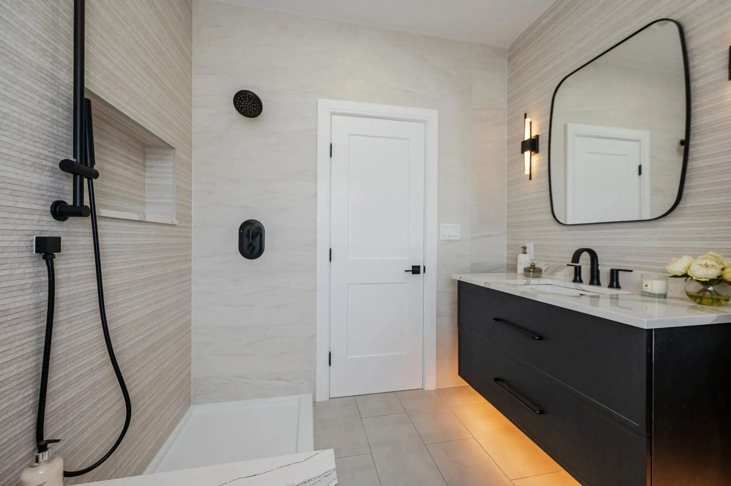 Stylish small bathroom with smart design solutions and efficient storage