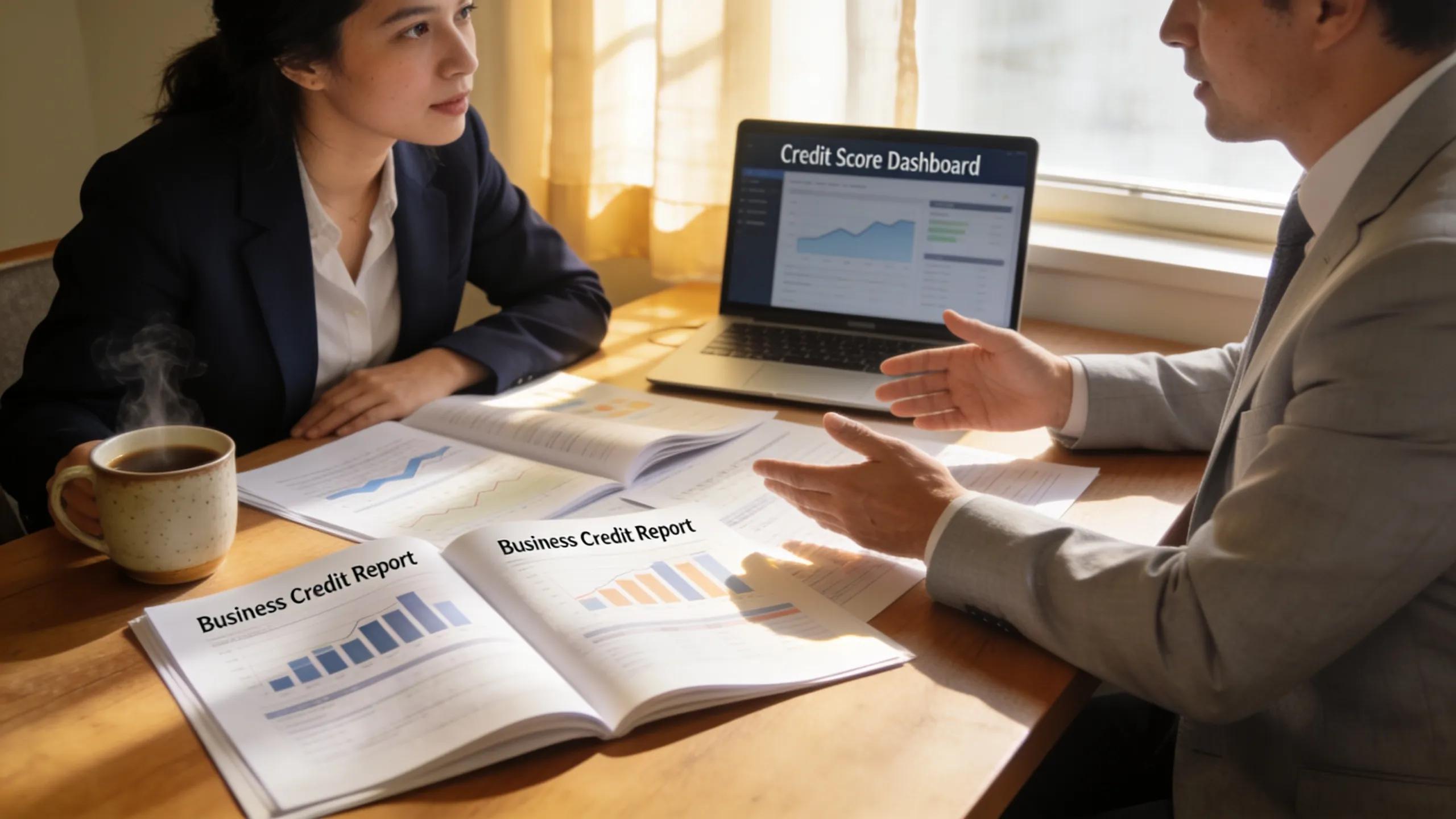 Business owner collaborating with advisor to build business credit
