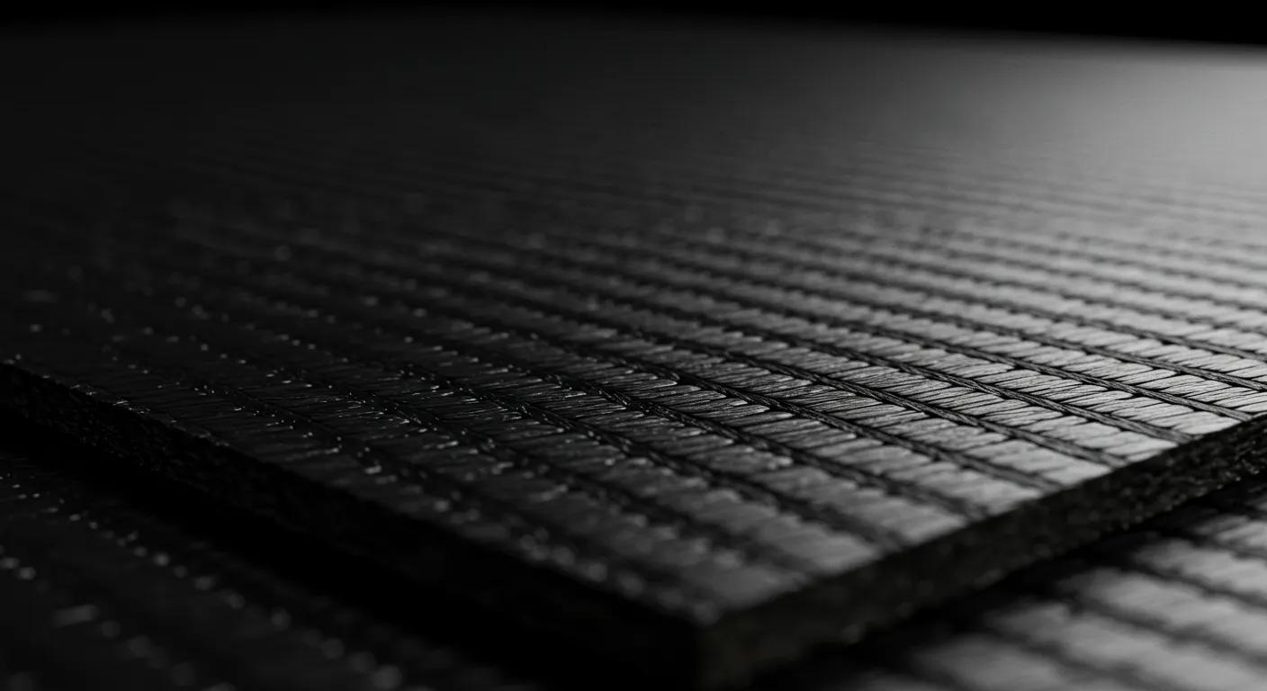 Close-up of advanced flooring materials showing carbon fibre and protective nanocoatings
