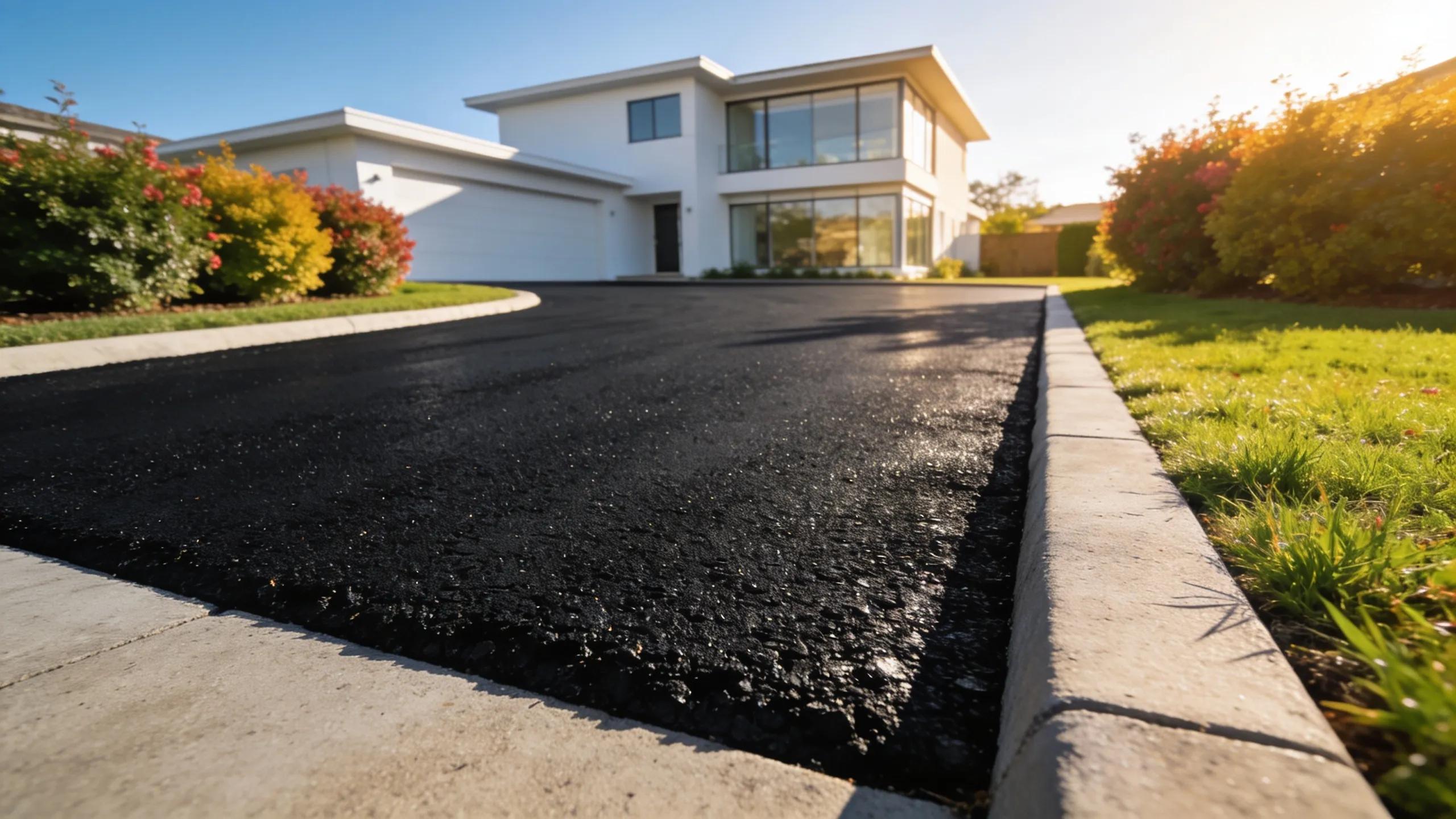 Residential asphalt driveway paving in Edmond, OK, showcasing quality installation and aesthetics