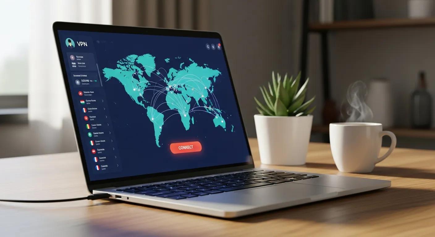 Laptop with VPN app