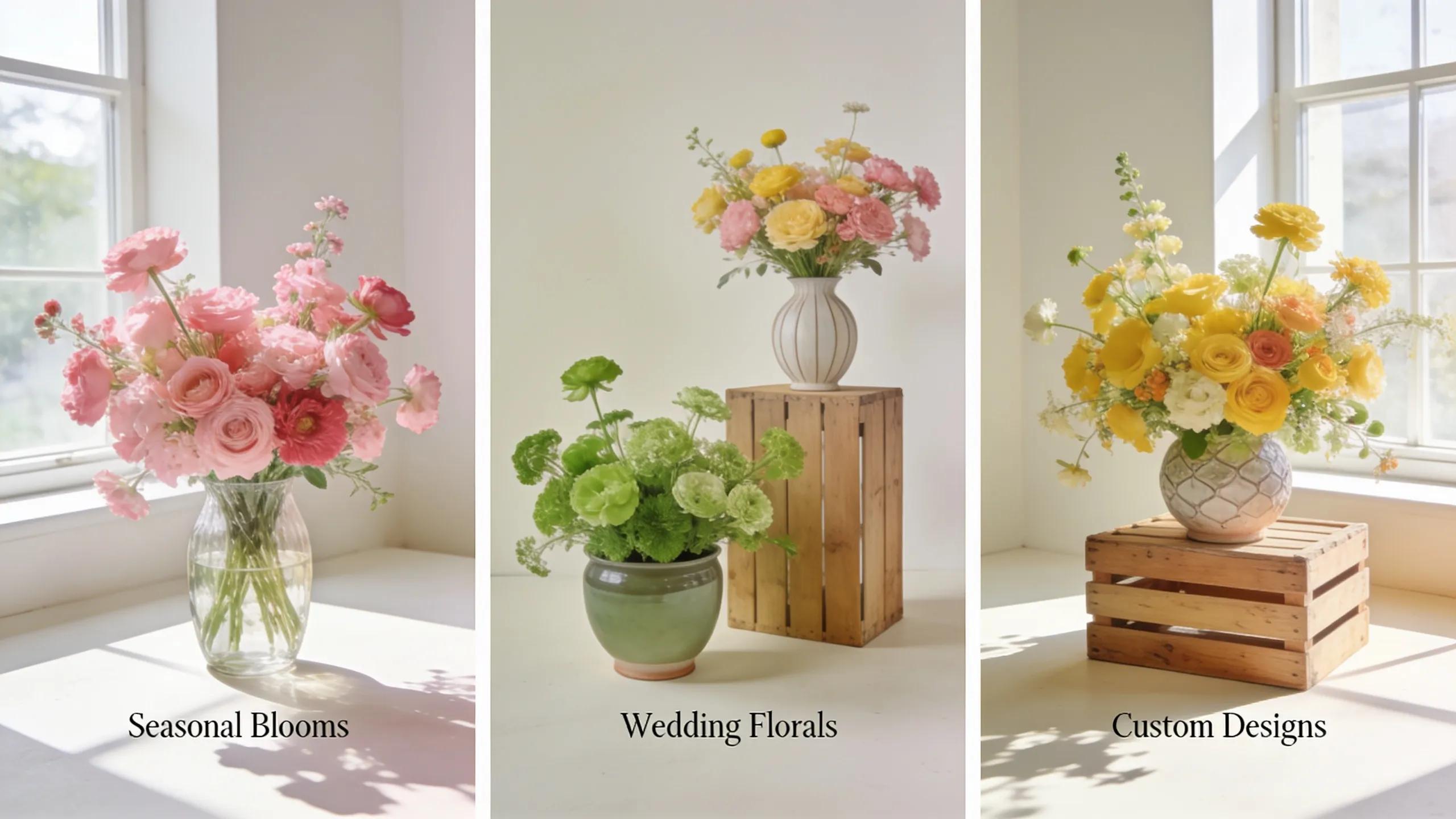 Diverse flower arrangements highlighting popular options for various occasions