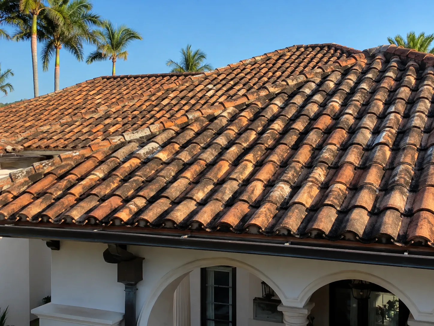 Spanish barrel tile roof cleaning in Lake Worth Florida
