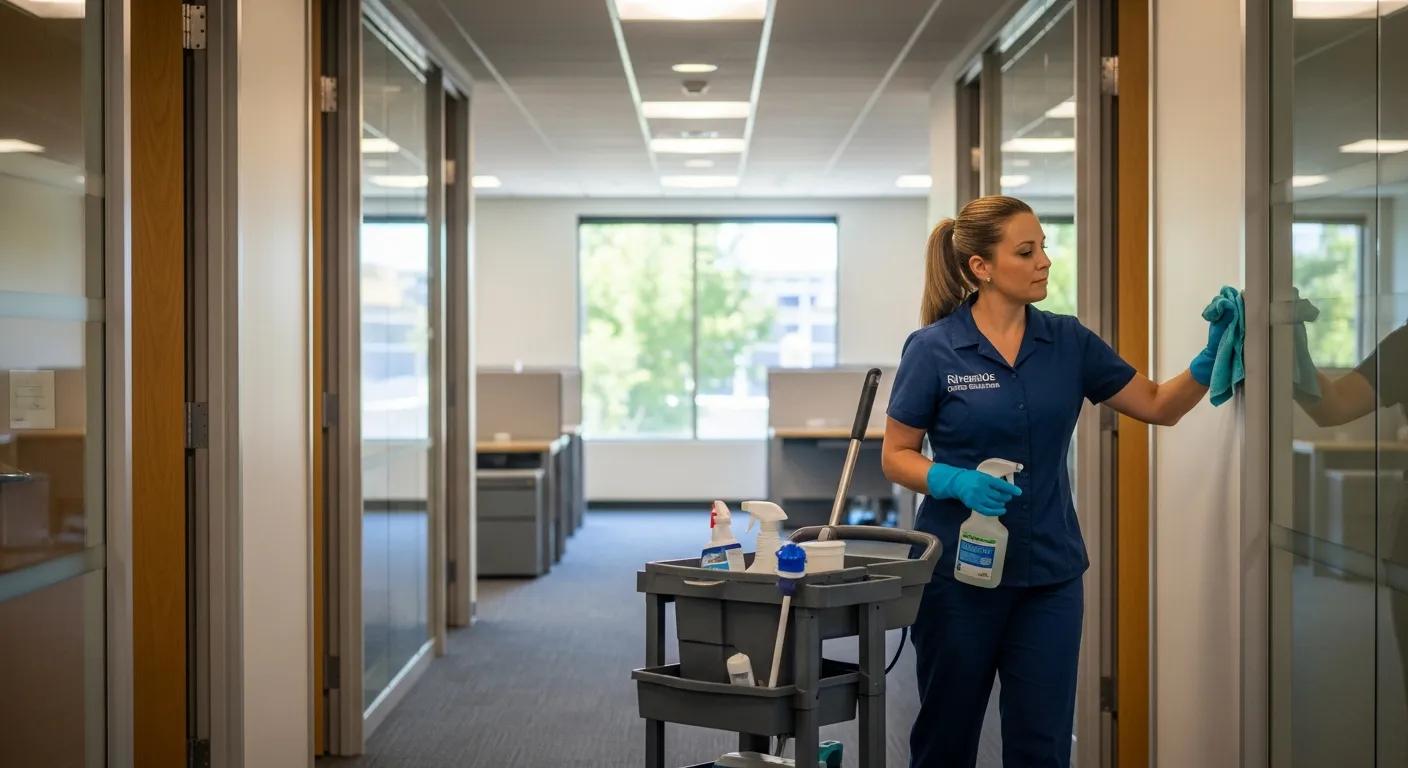 In-house cleaner maintaining an office environment in Riverside