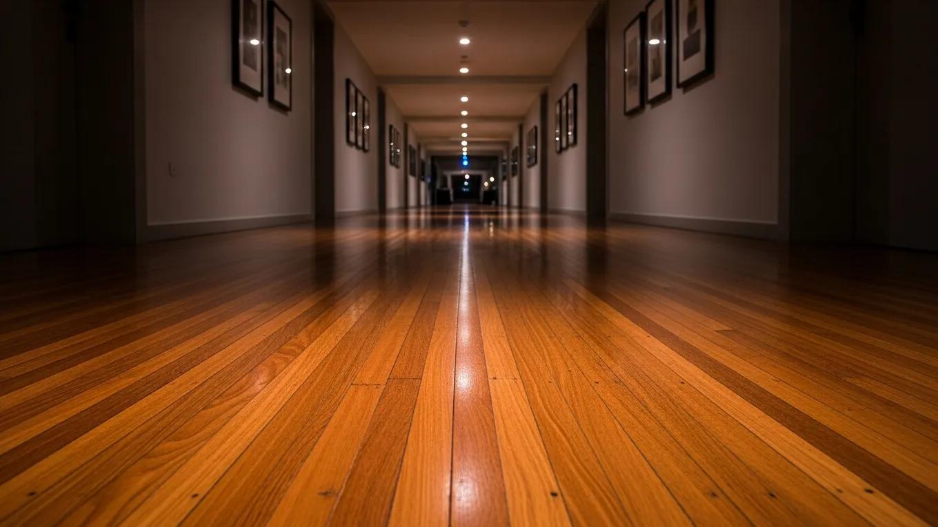 Hallway with floorboards laid lengthwise to create a sense of depth