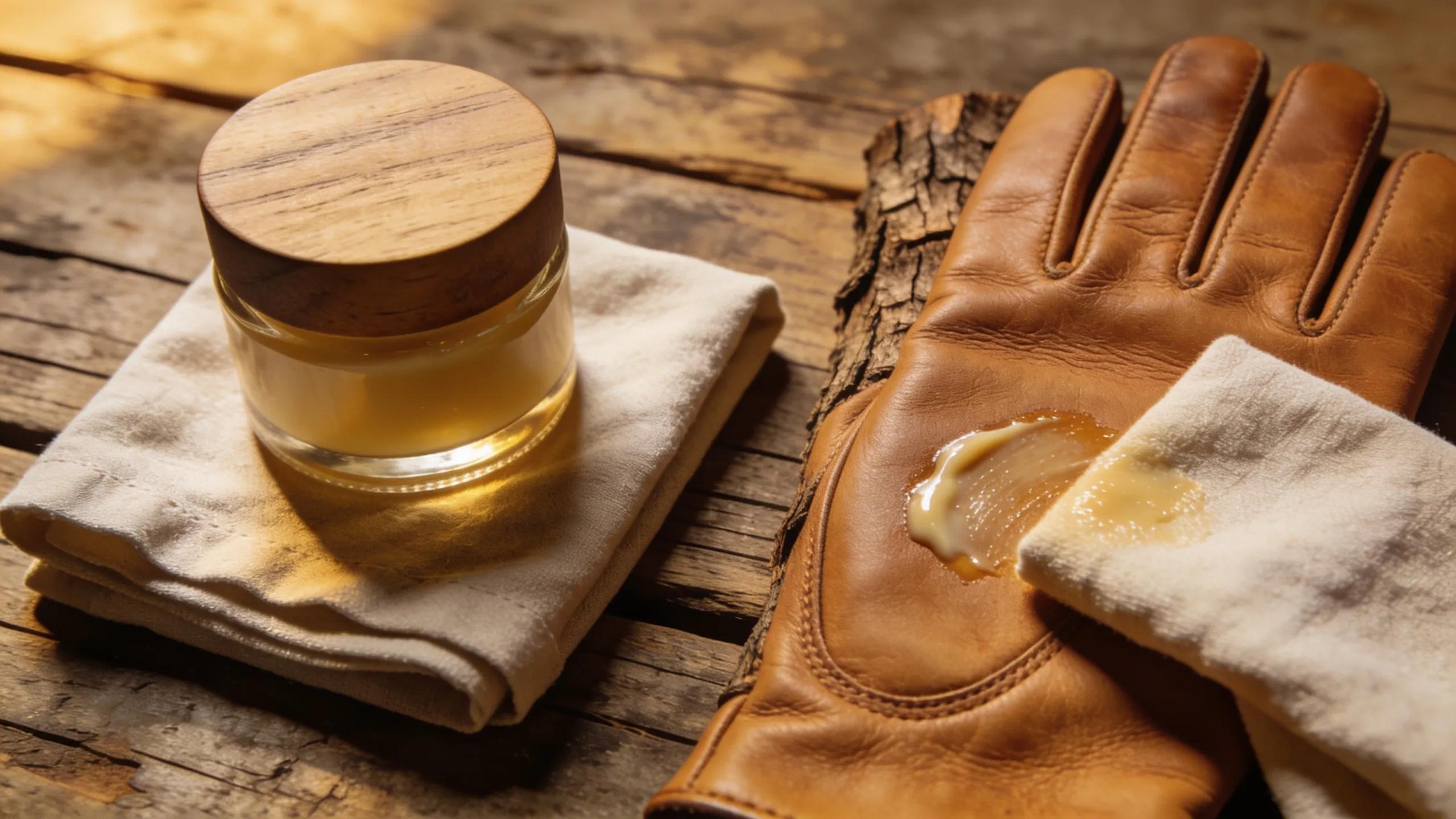 Natural leather care products for bark-tanned leather glove maintenance