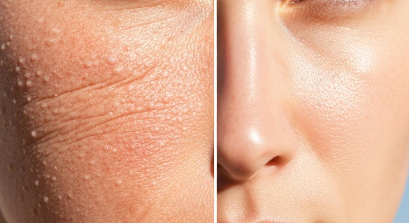 Close-up comparing UV-damaged skin and healthy skin — illustrating sun exposure risks