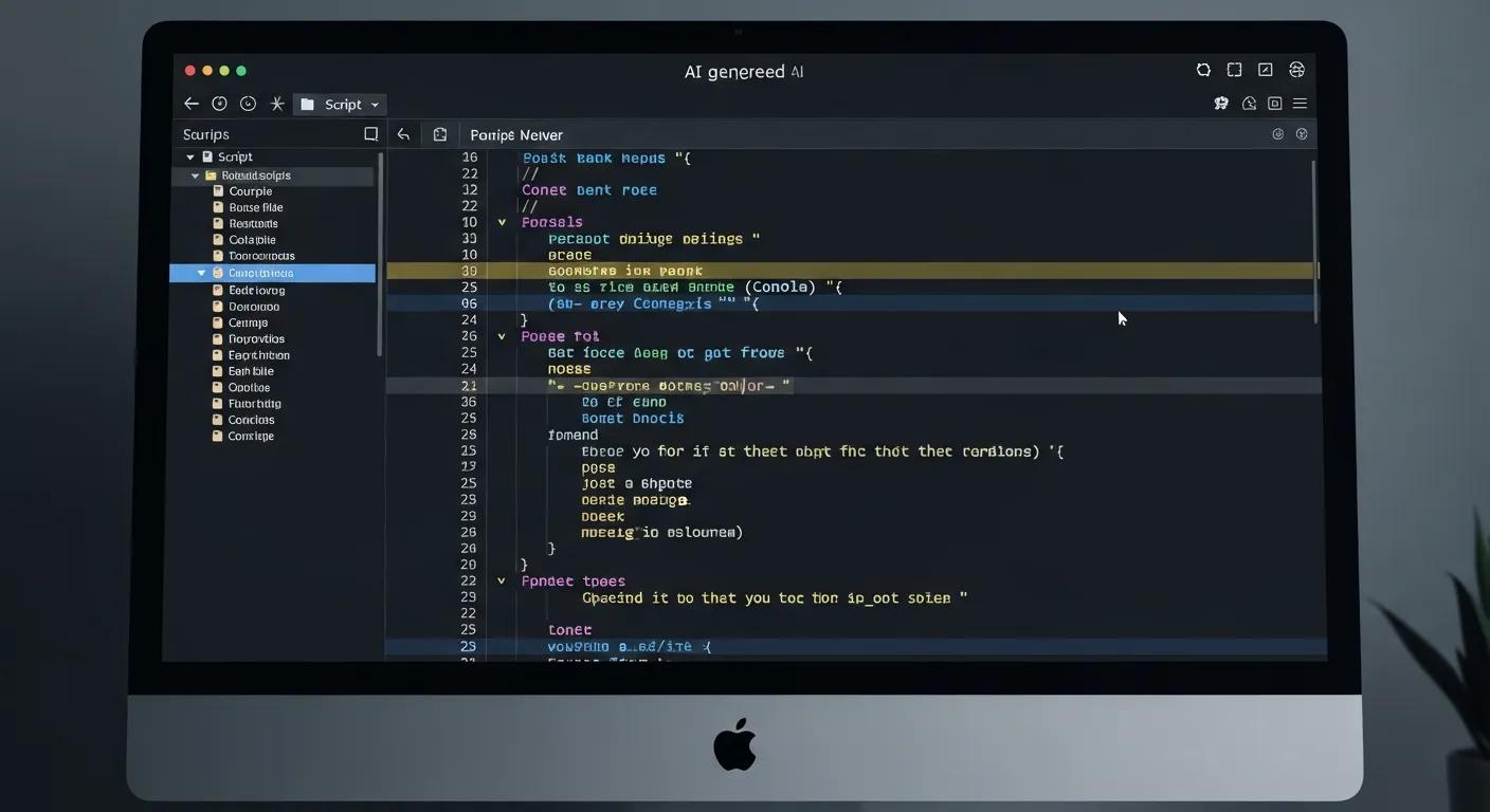Computer screen showing an AI‑generated script Computer screen showing an AI‑generated script