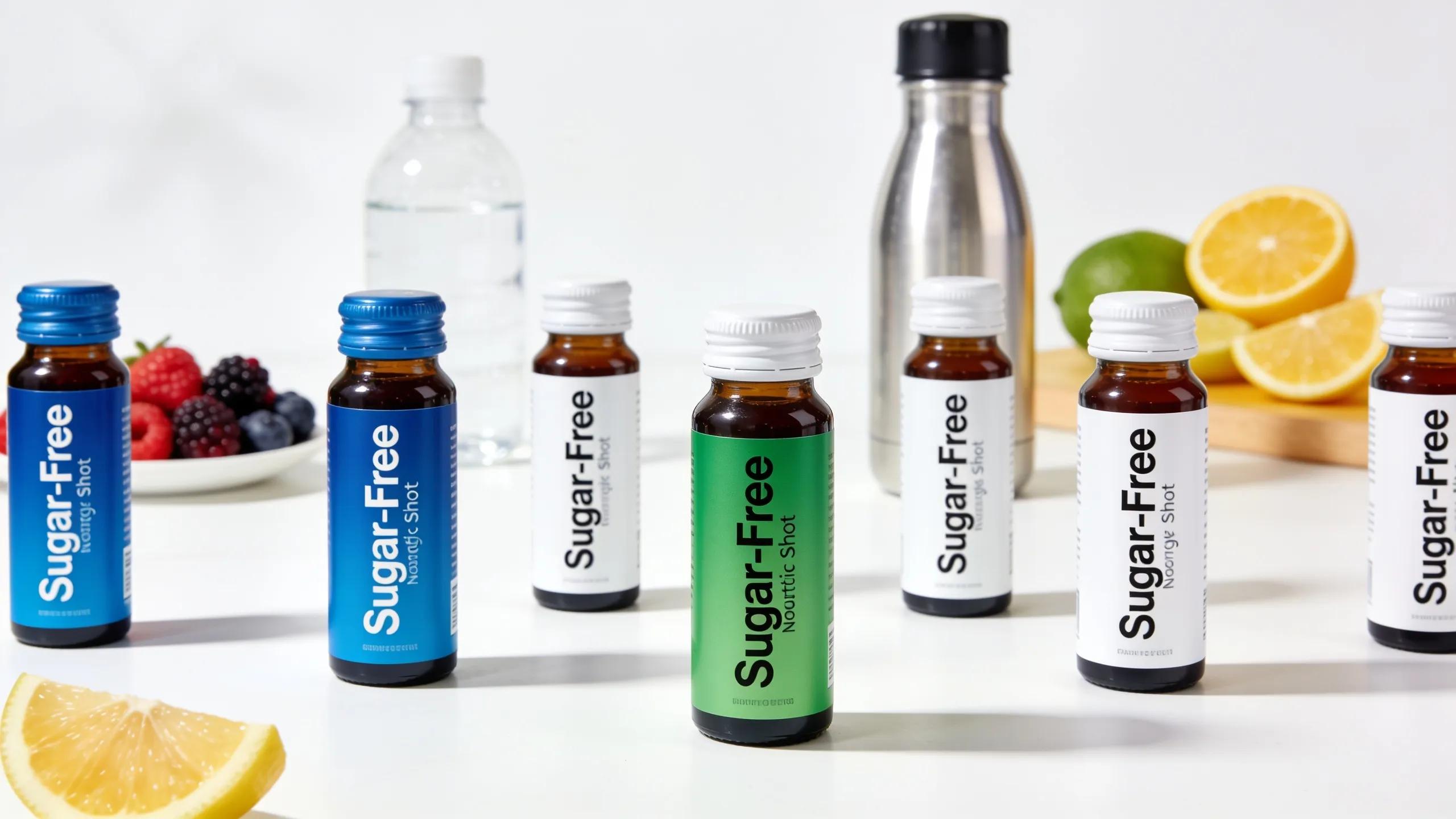 Sugar-free nootropic energy shots with health-conscious elements highlighting performance benefits
