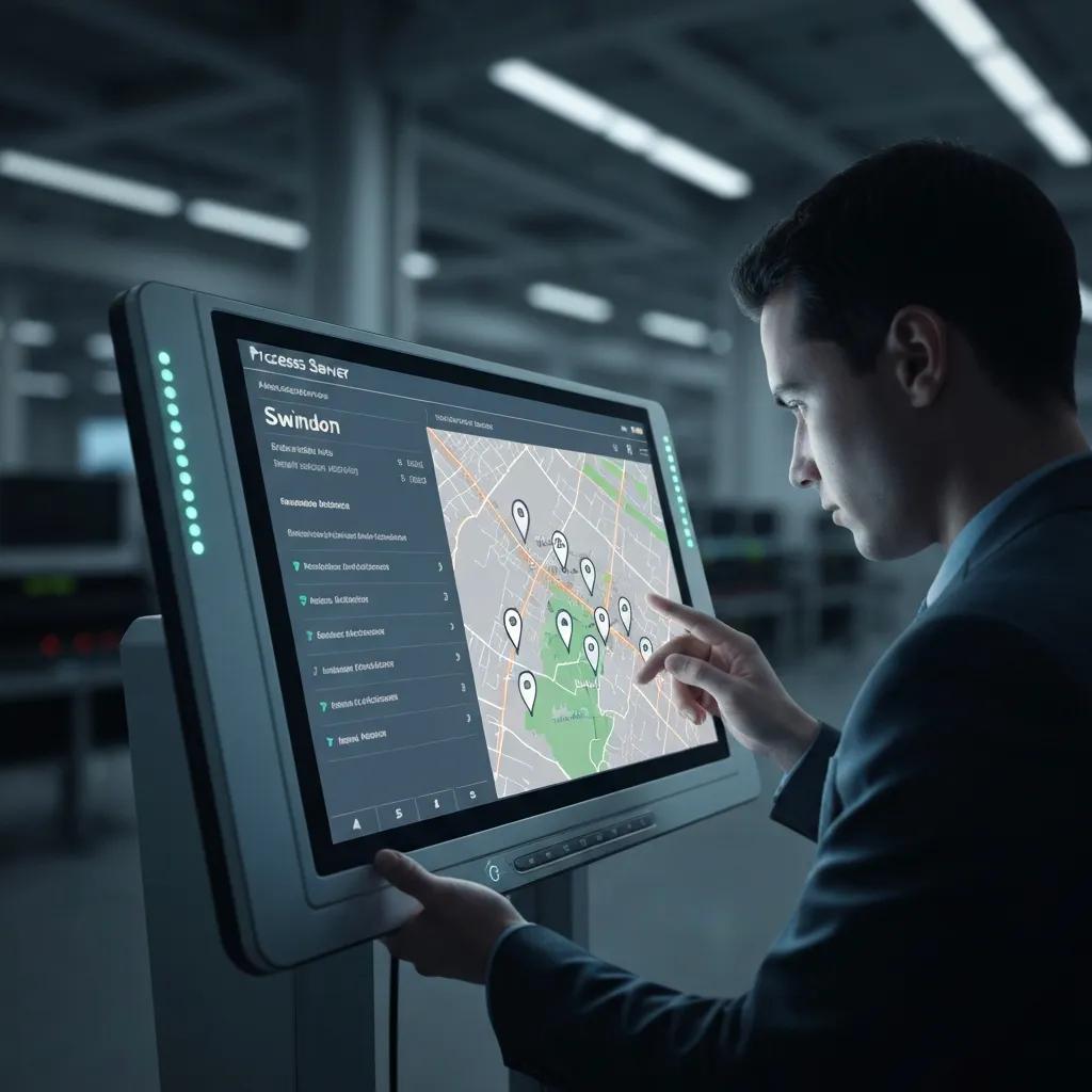 Process server checking an address in Swindon to locate a recipient