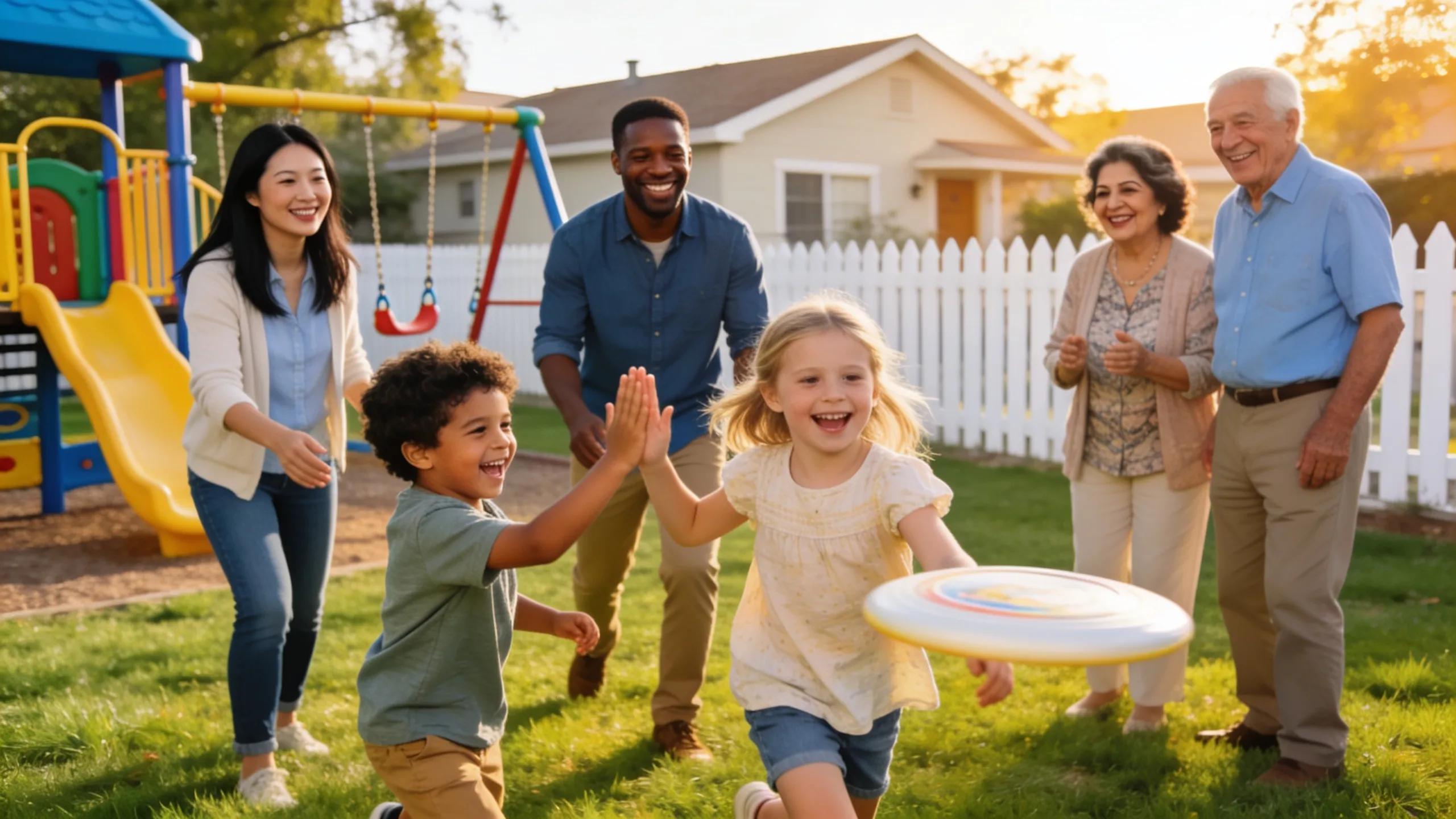 Family spending time in a suburban park — a snapshot of family-friendly living