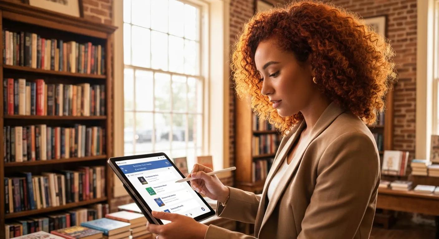 Business owner optimizing Google Business Profile with local Charleston elements