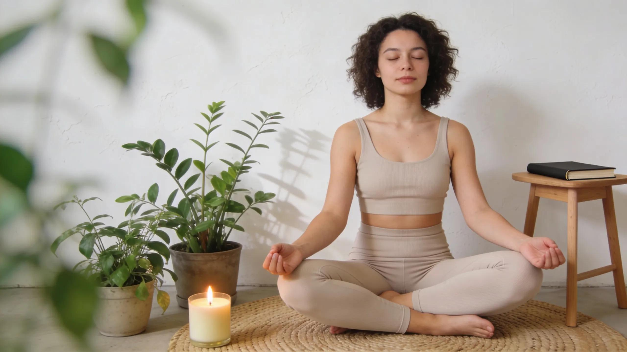 Individual practicing yoga in a calming environment, showcasing the importance of mindset in weight loss