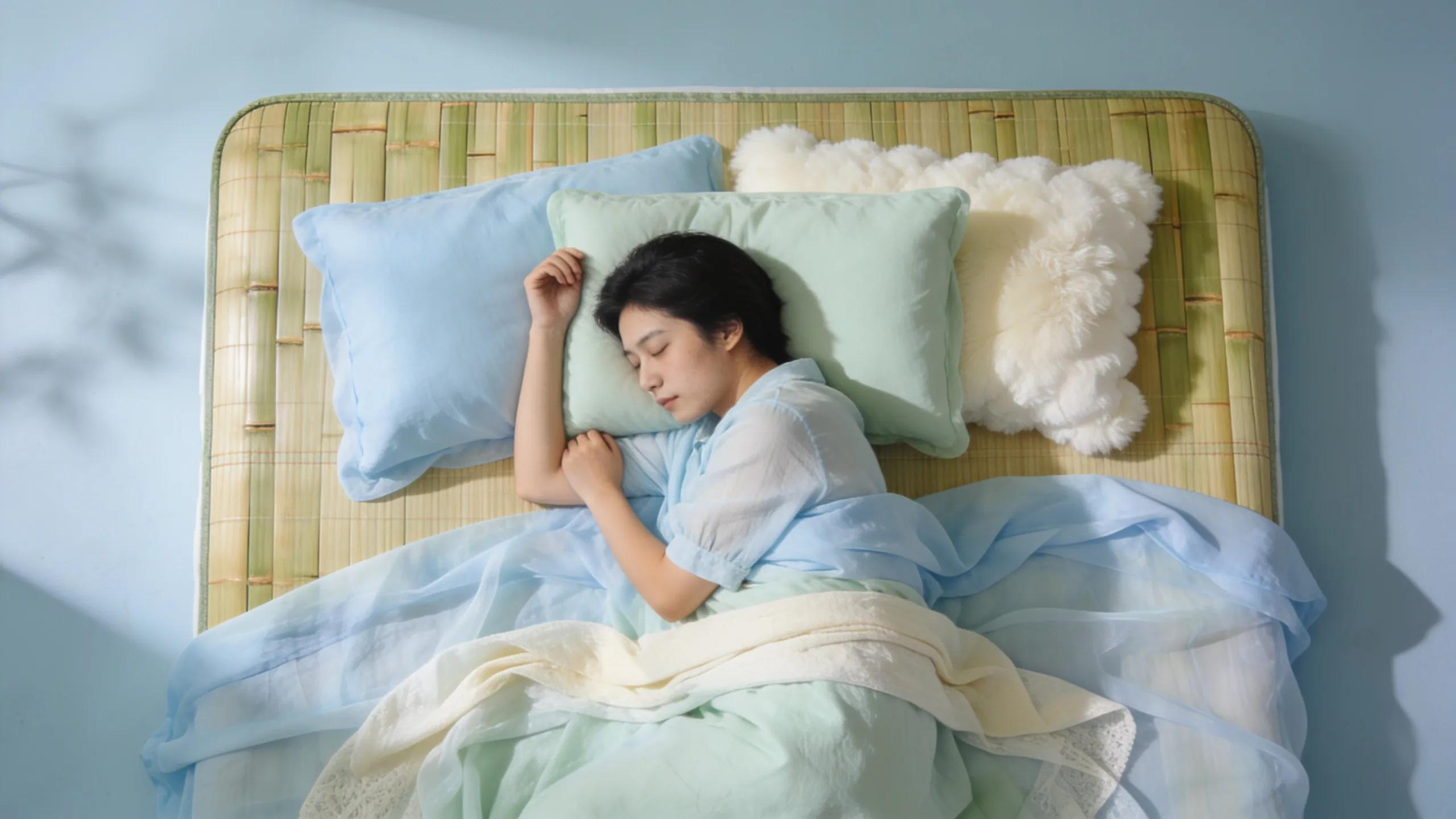 Person enjoying a restful sleep on a bamboo mattress topper showcasing its cooling benefits