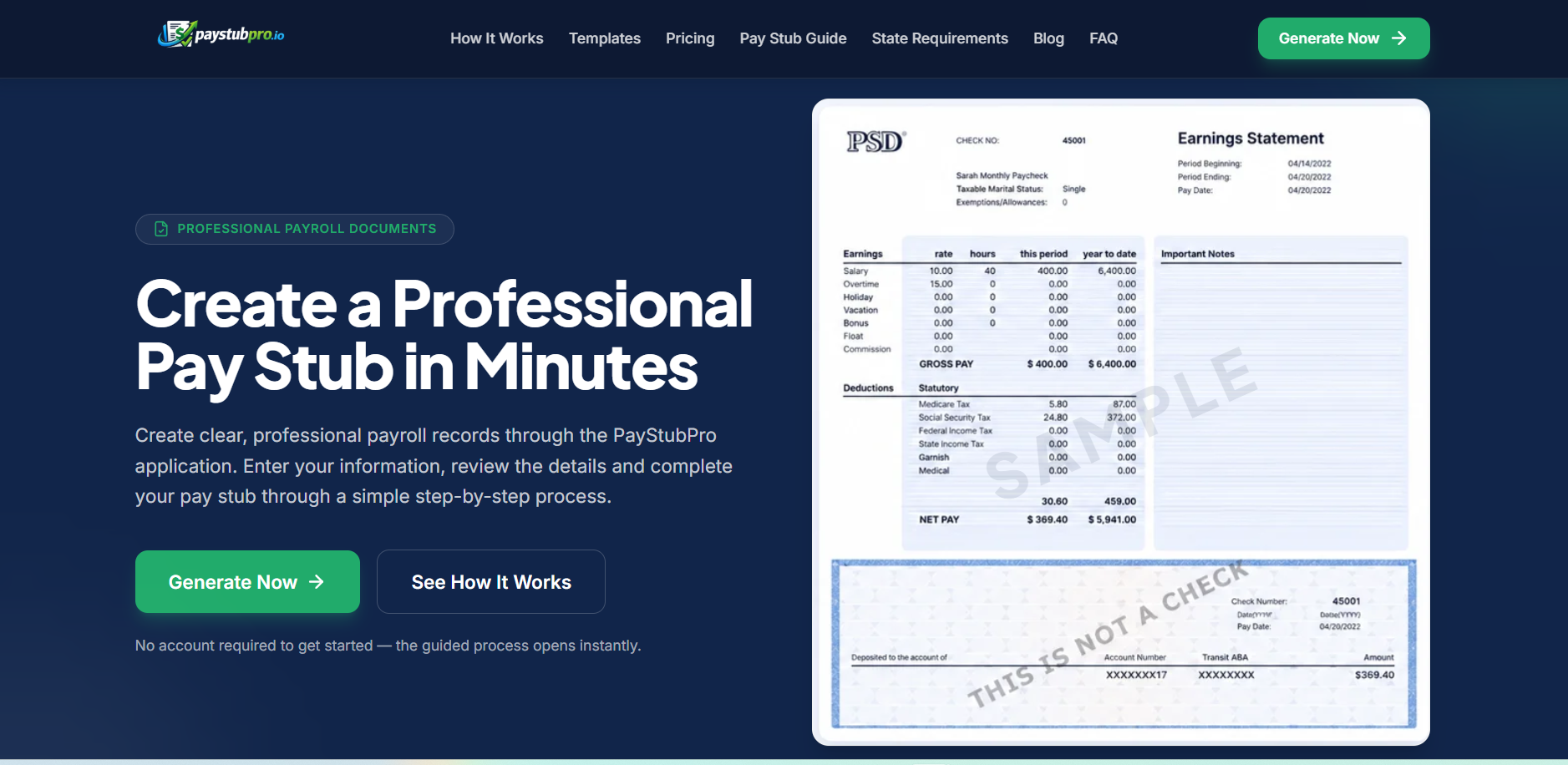 Steps to Generate a Pay Stub Online