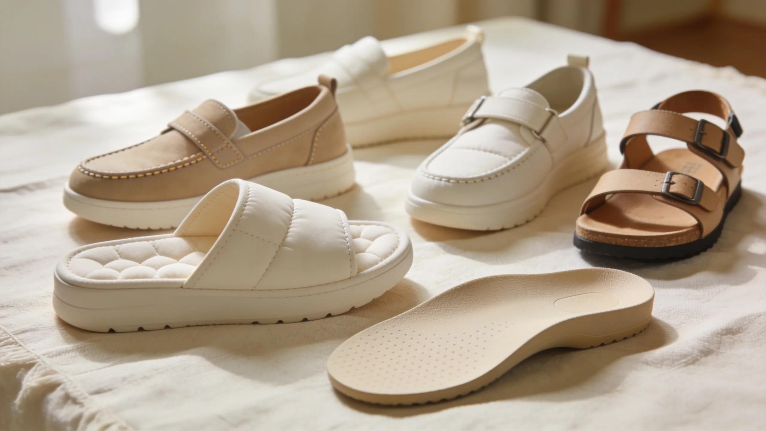 Selection of recommended shoes for arthritis and swollen feet, showcasing comfort features