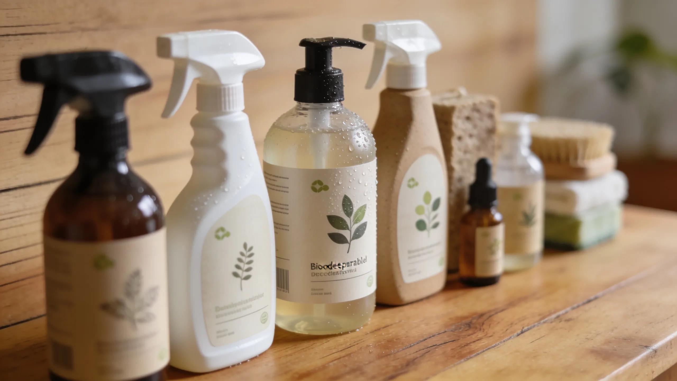 Eco-friendly cleaning solutions including biodegradable detergents, showcasing Arizona window washers' commitment to environmentally safe practices